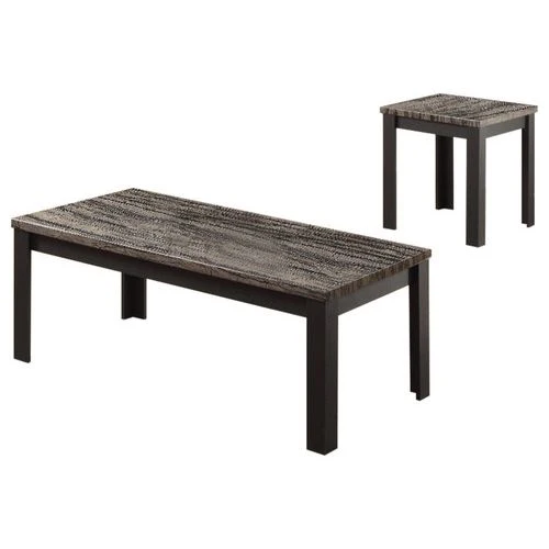 48' X 24' X 18' 2Pc Faux Marble And Black Pack Coffee And End Table Set By Homeroots - Image 2