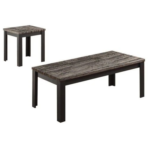 48' X 24' X 18' 2Pc Faux Marble And Black Pack Coffee And End Table Set By Homeroots - Image 3