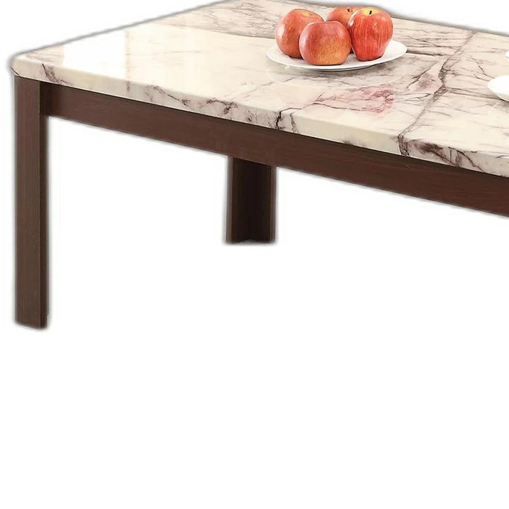 48' X 24' X 18' 3Pc Faux Marble And Cherry Coffee And End Table Set By Homeroots - Image 4