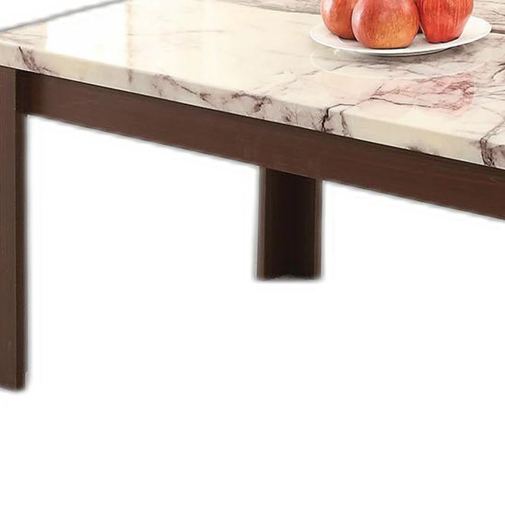 48' X 24' X 18' 3Pc Faux Marble And Cherry Coffee And End Table Set By Homeroots - Image 5