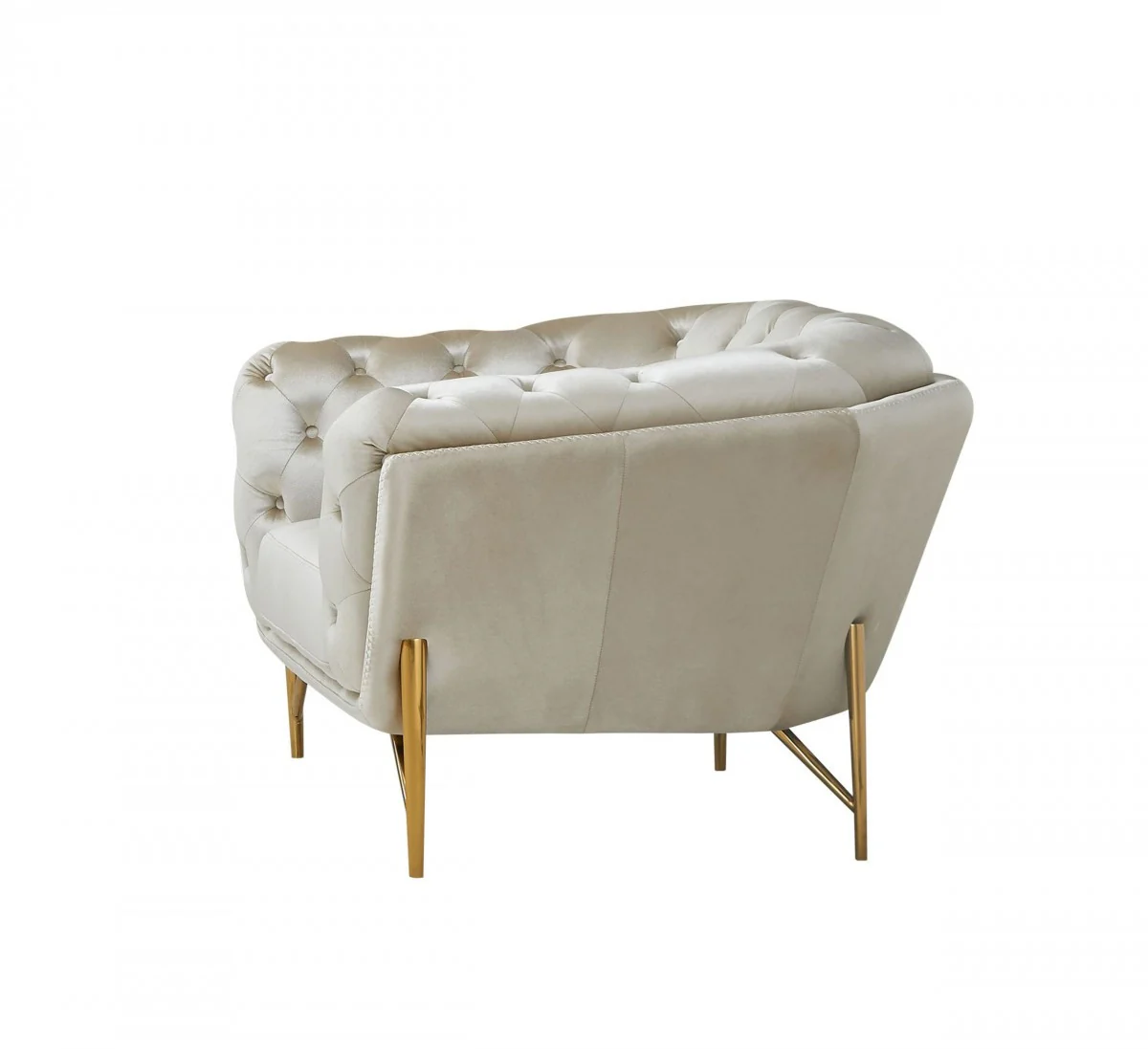 49" Beige And Gold Velvet Tufted Chesterfield Chair By Homeroots - Image 2