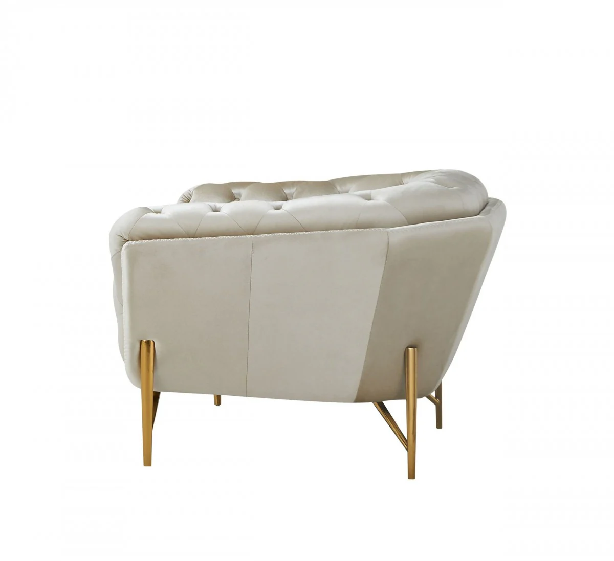 49" Beige And Gold Velvet Tufted Chesterfield Chair By Homeroots - Image 3