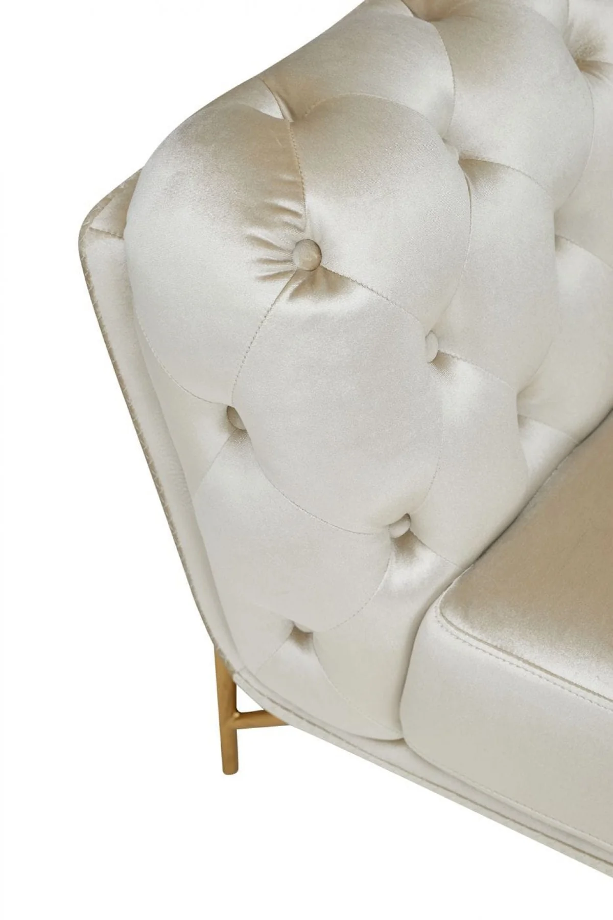 49" Beige And Gold Velvet Tufted Chesterfield Chair By Homeroots - Image 5