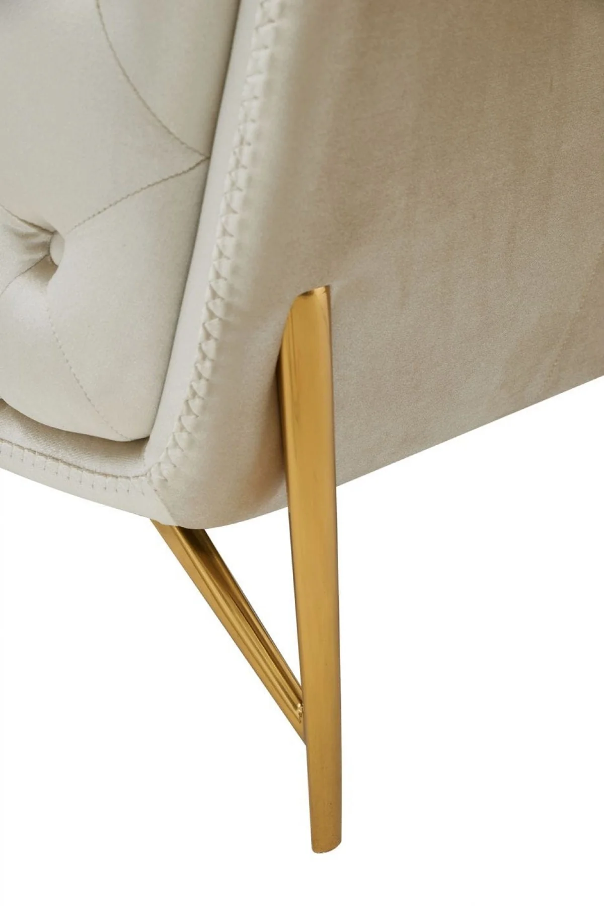 49" Beige And Gold Velvet Tufted Chesterfield Chair By Homeroots - Image 7