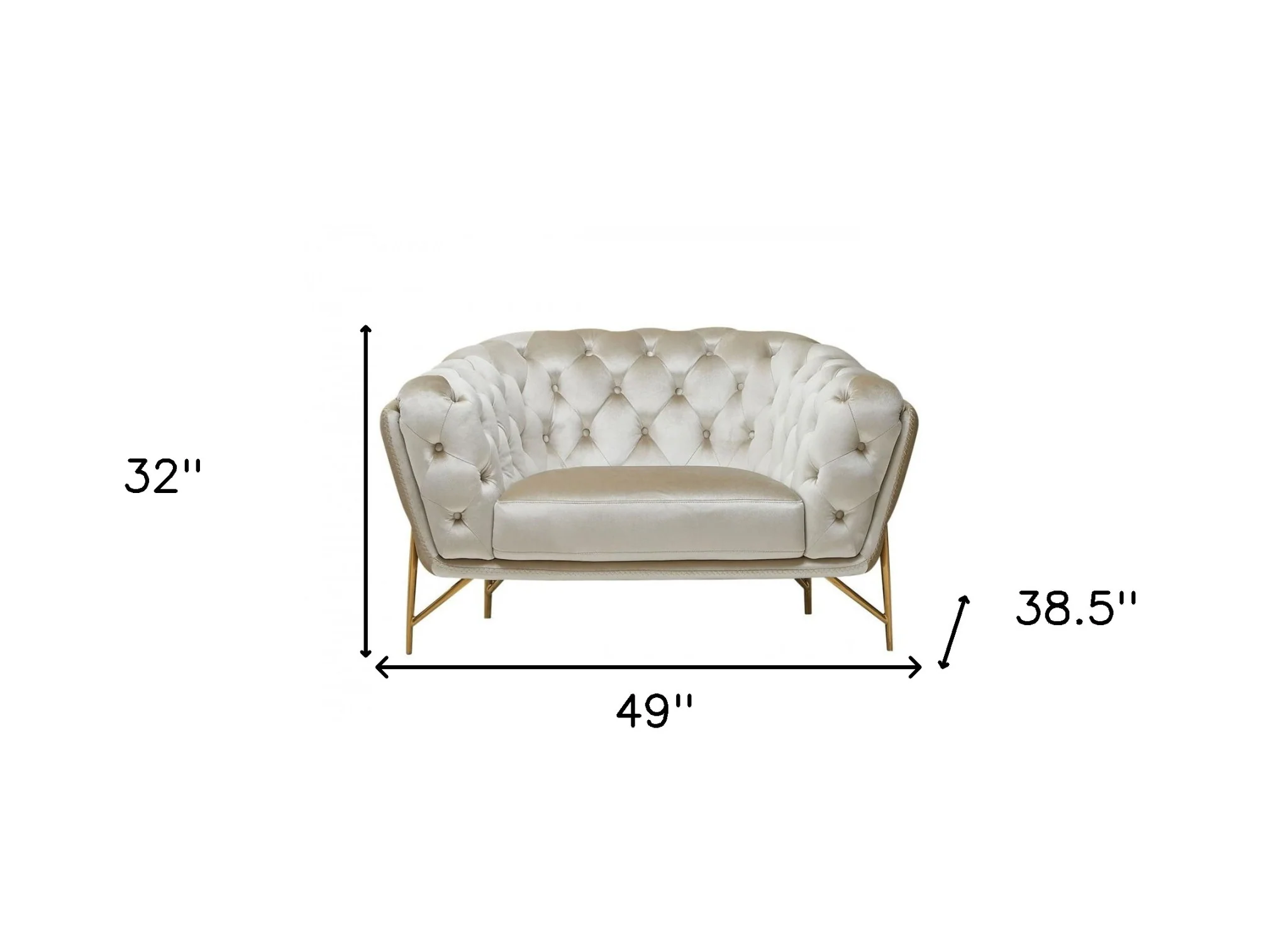 49" Beige And Gold Velvet Tufted Chesterfield Chair By Homeroots - Image 8