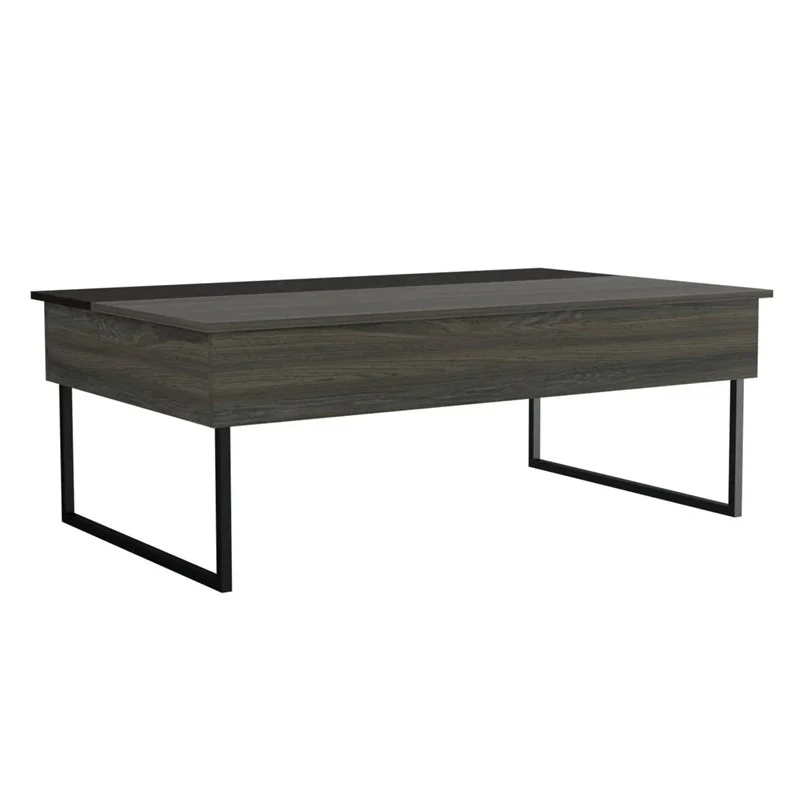 49" Black Manufactured Wood Rectangular Lift Top Coffee Table By Homeroots - Image 3