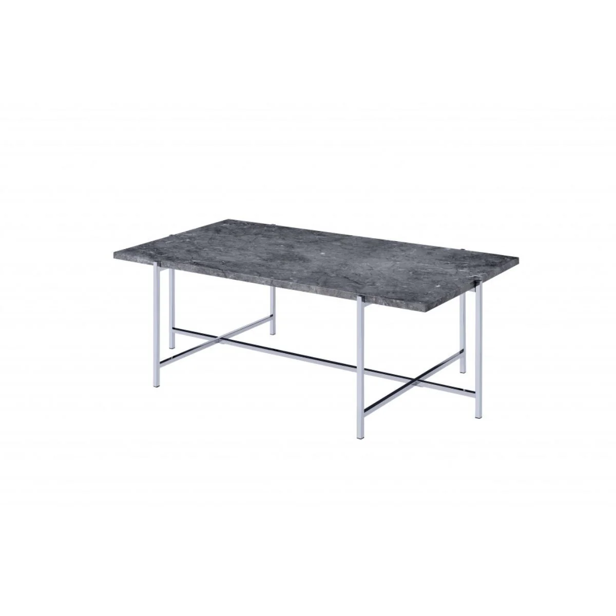 49" Chrome And Faux Marble Rectangular Coffee Table By Homeroots - Image 2