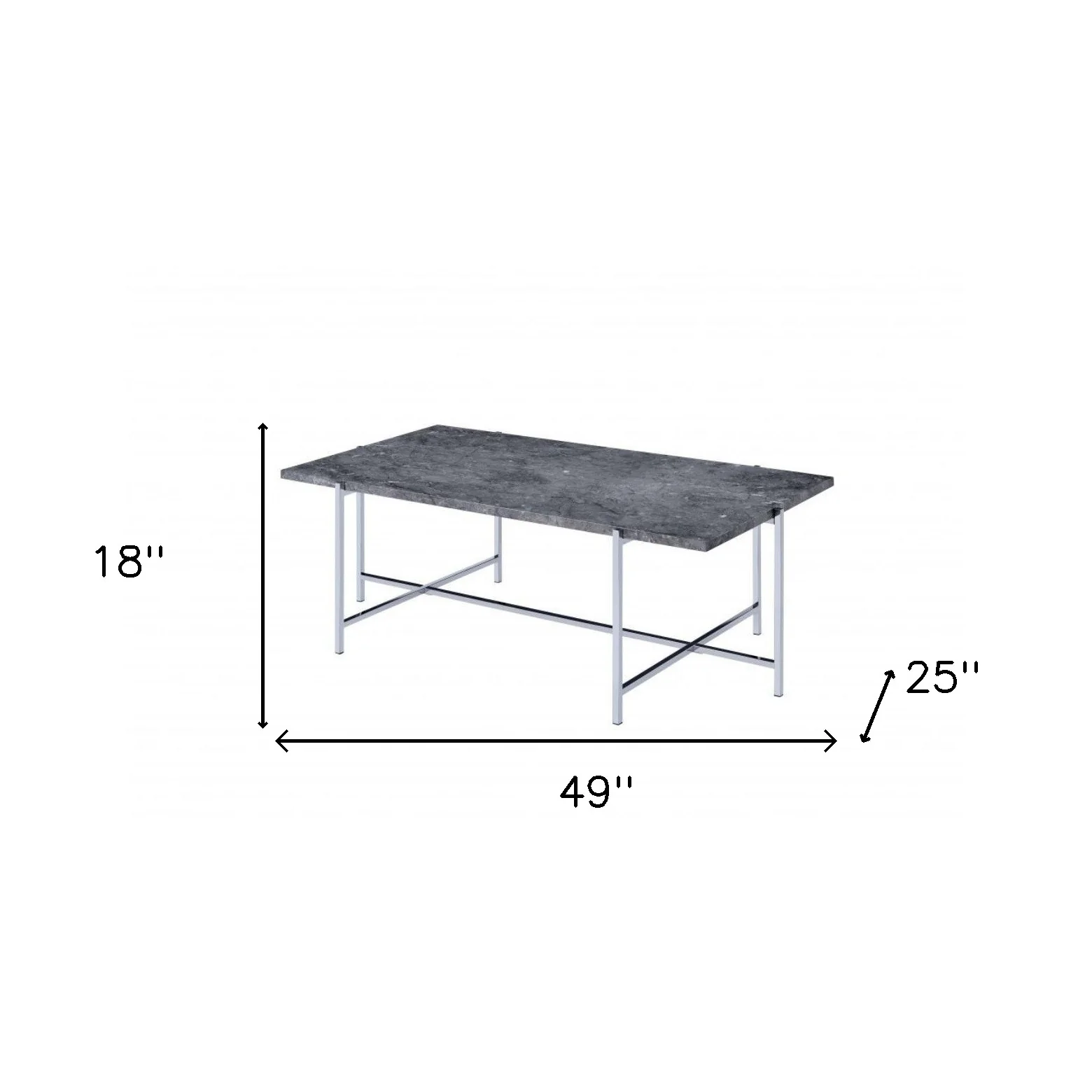 49" Chrome And Faux Marble Rectangular Coffee Table By Homeroots - Image 5