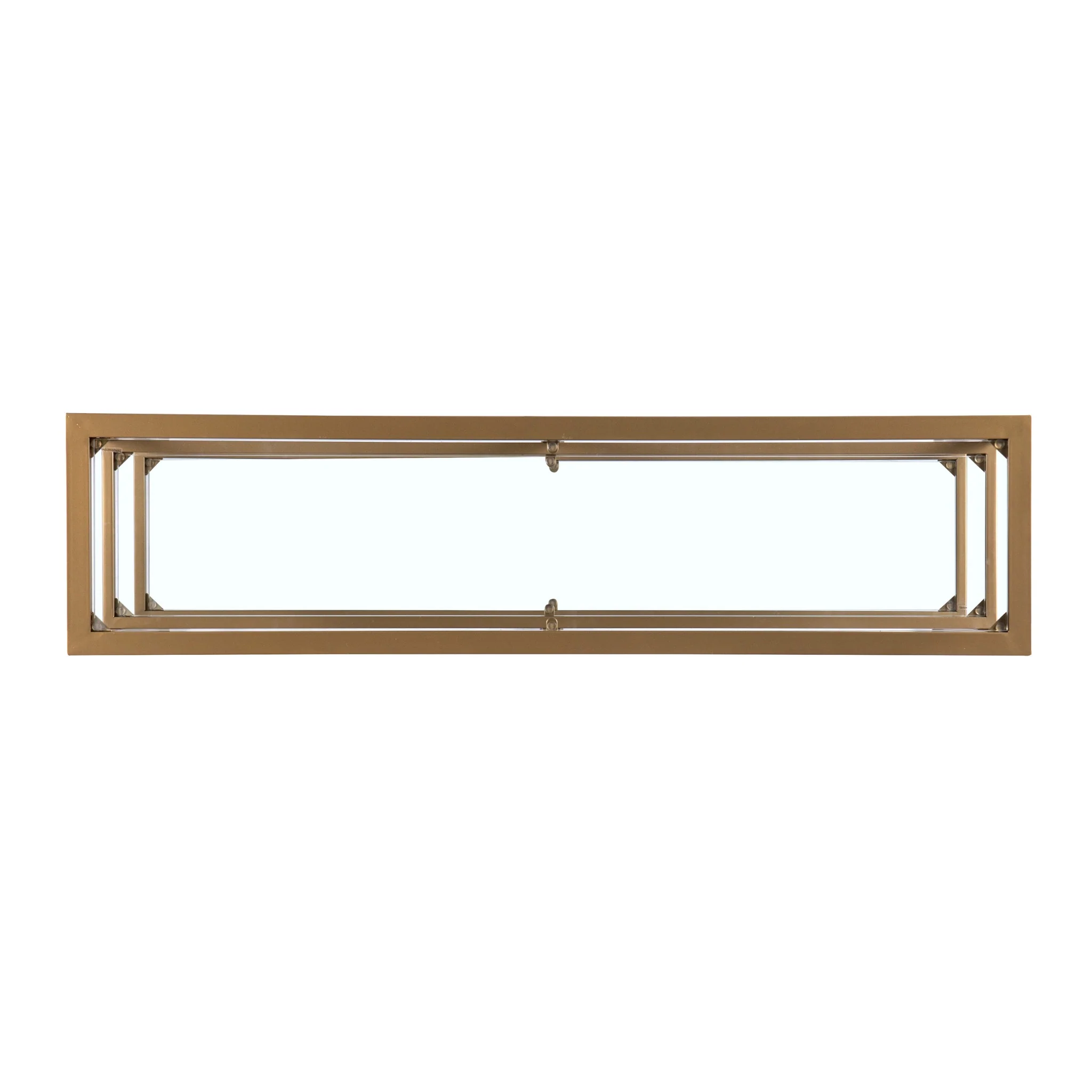 49" Clear and Gold Glass Floor Shelf Console Table With Storage By Homeroots - Image 4
