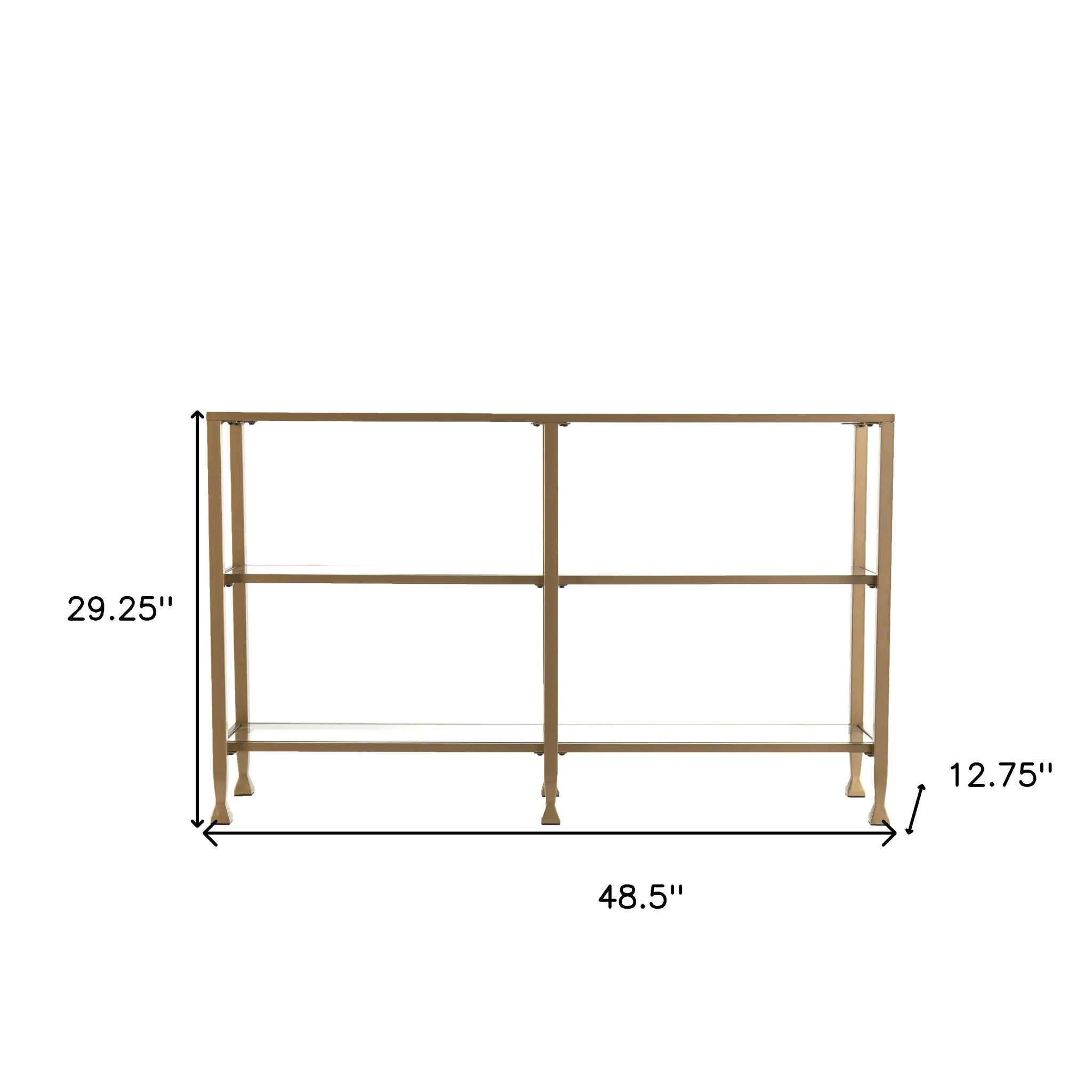 49" Clear and Gold Glass Floor Shelf Console Table With Storage By Homeroots - Image 8