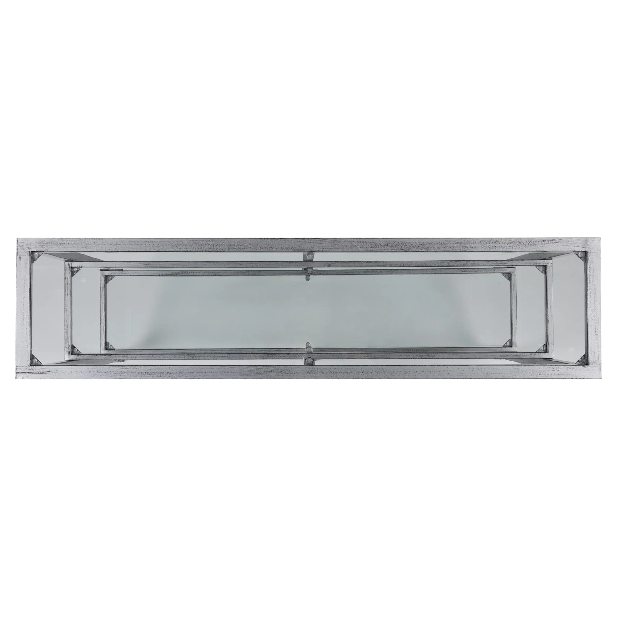 49" Clear and Silver Glass Distressed Floor Shelf Console Table With Storage By Homeroots - Image 5