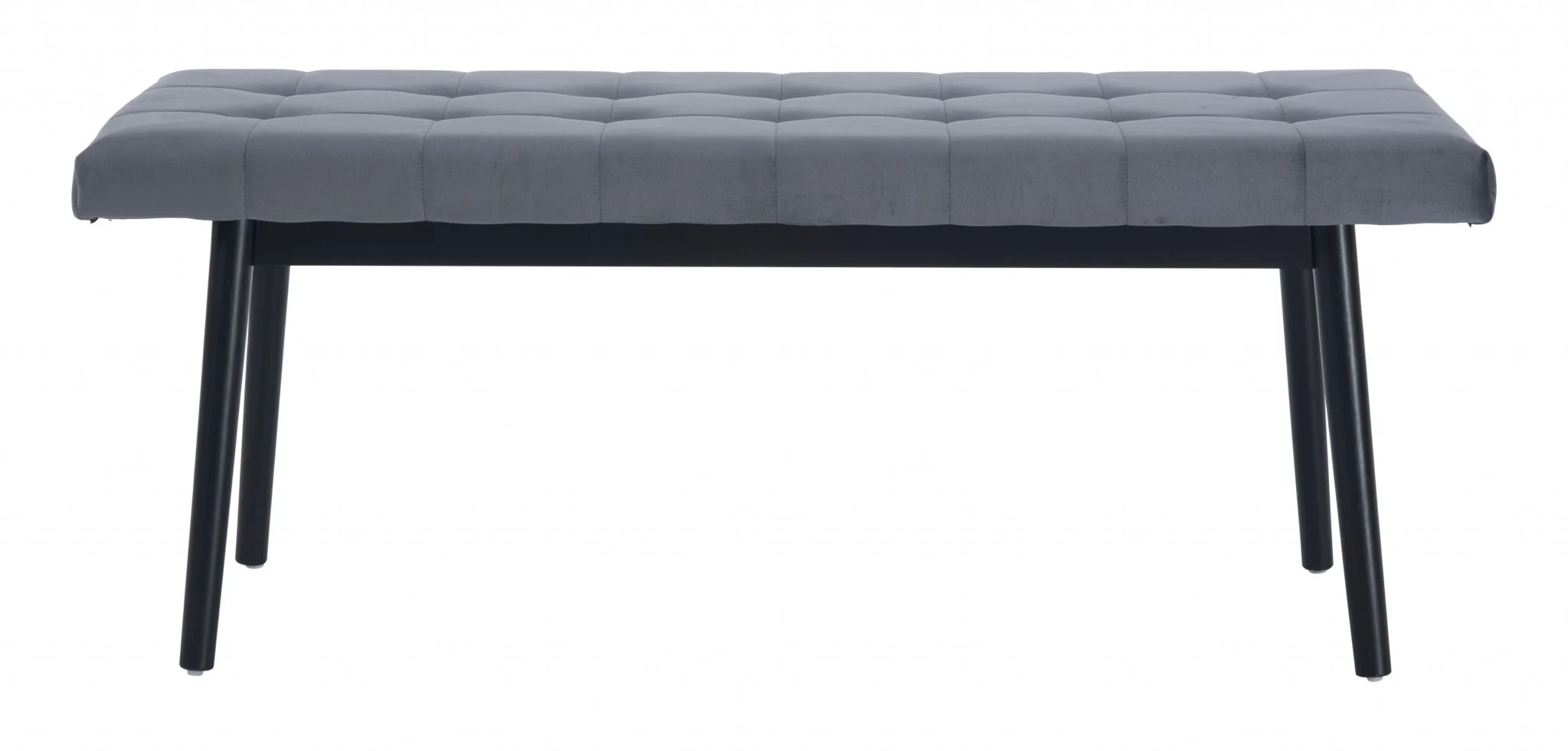 49" Gray And Black Upholstered Velvet Bench By Homeroots - Image 3