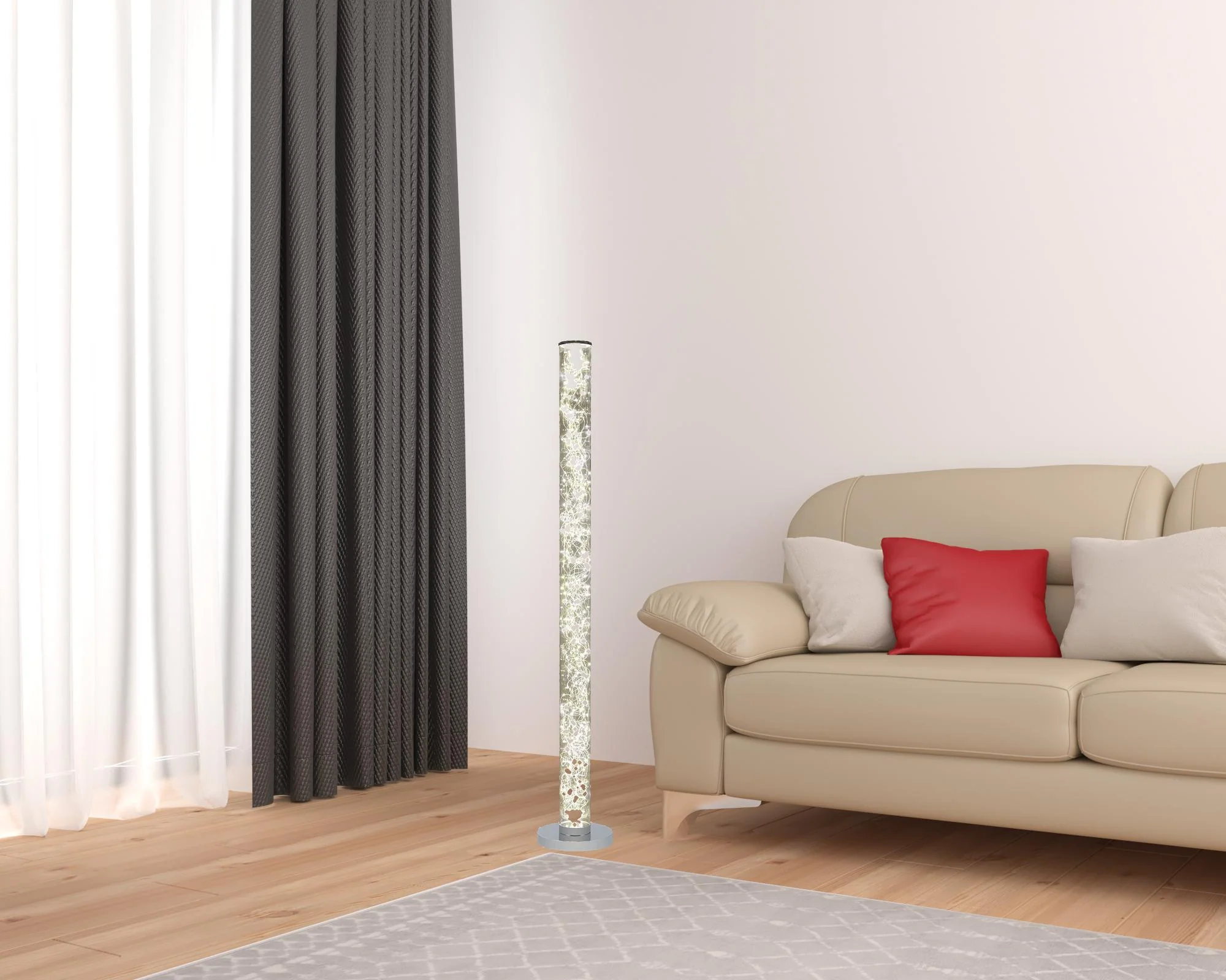 49" Steel LED Column Floor Lamp With Clear Drum Shade By Homeroots - 431803 - Image 6