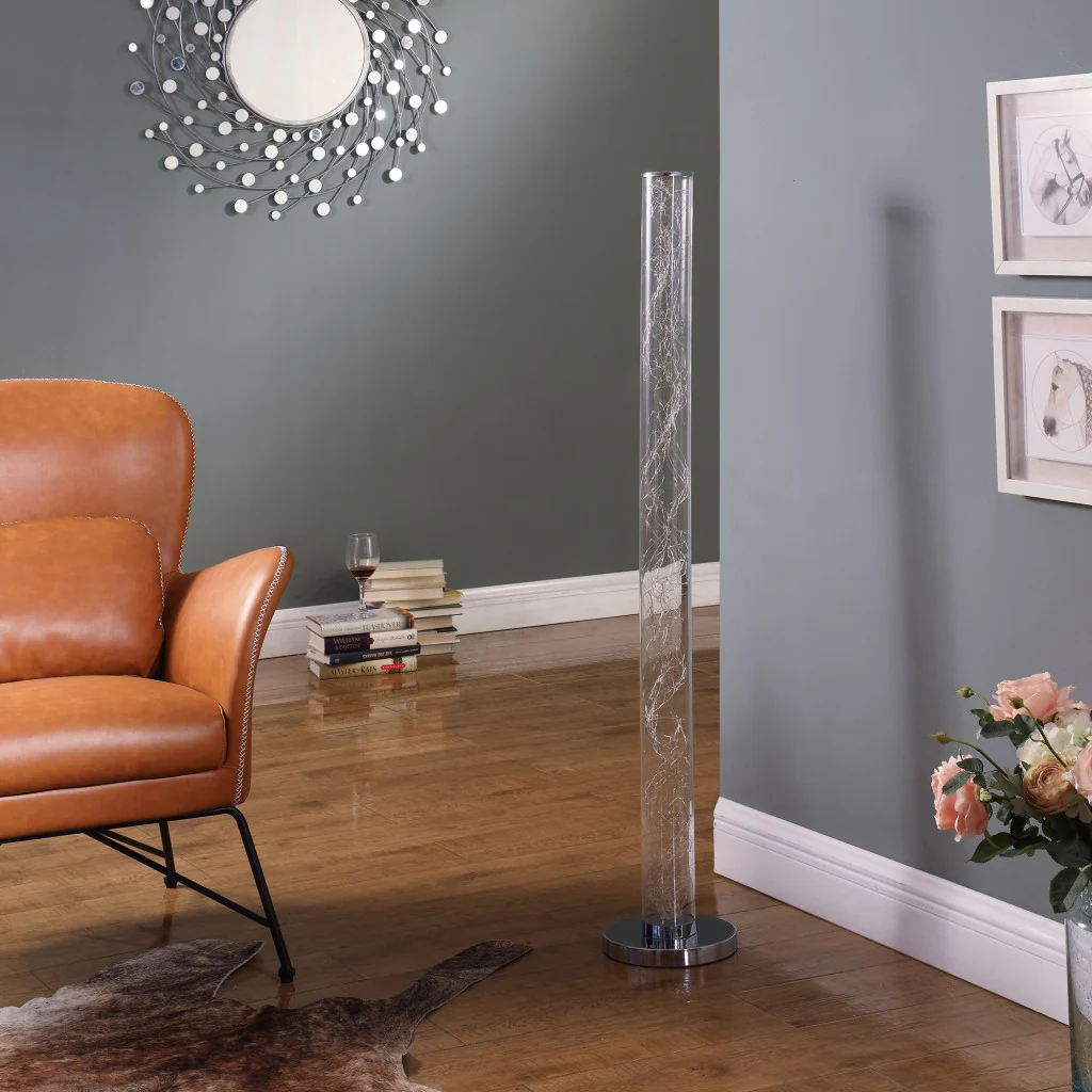 49" Steel LED Column Floor Lamp With Clear Drum Shade By Homeroots - 431842 - Image 3
