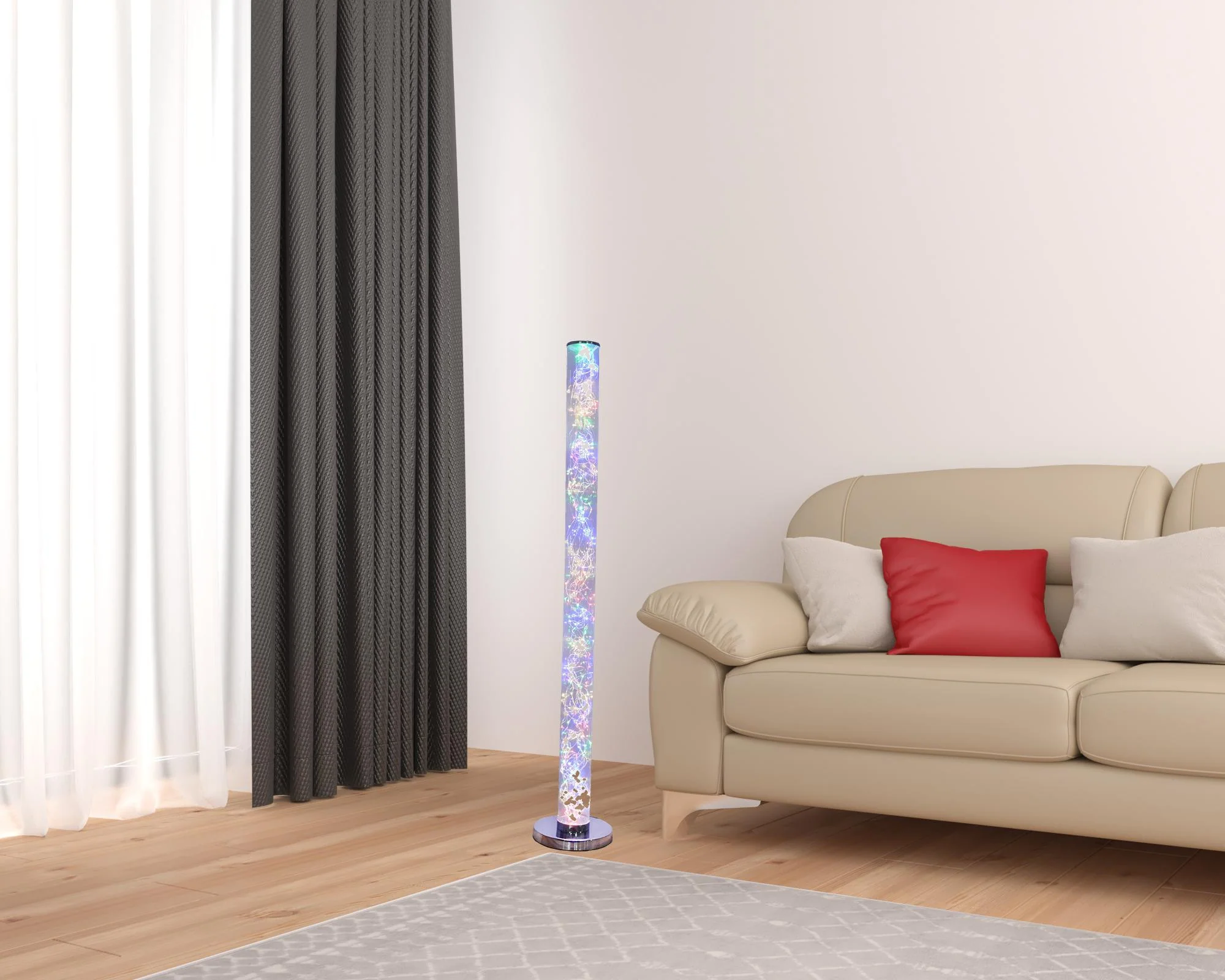 49" Steel LED Column Floor Lamp With Clear Drum Shade By Homeroots - 431842 - Image 4