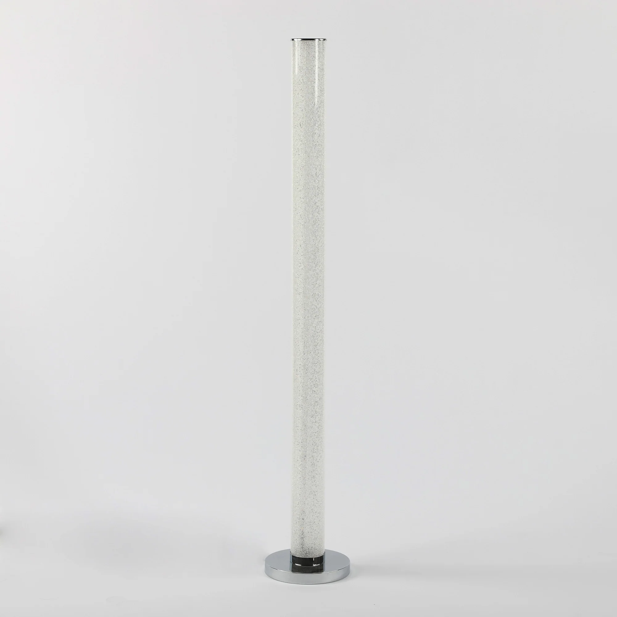 49" White Column Floor Lamp With Clear Drum Shade By Homeroots - Image 4