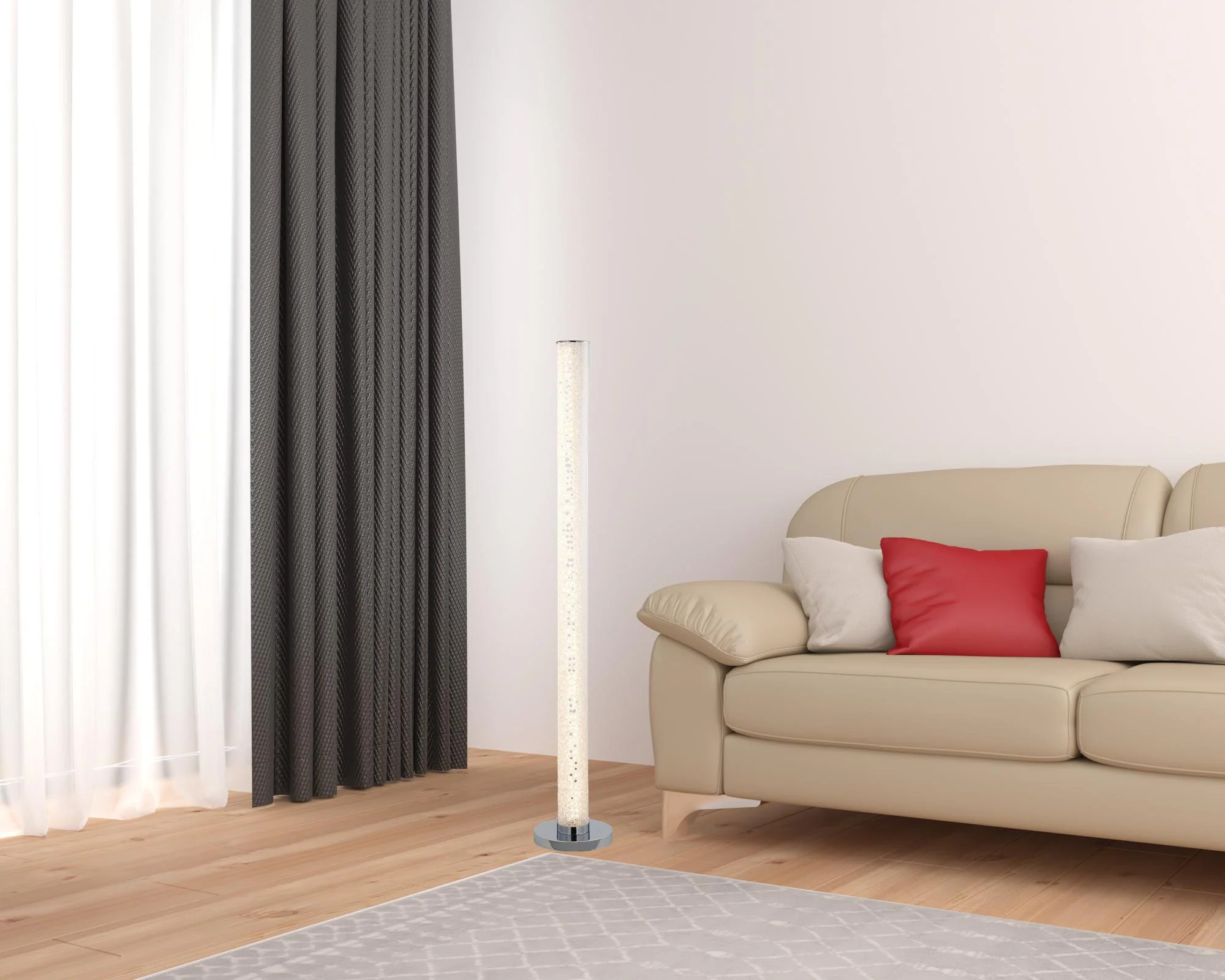 49" White Column Floor Lamp With Clear Drum Shade By Homeroots - Image 6