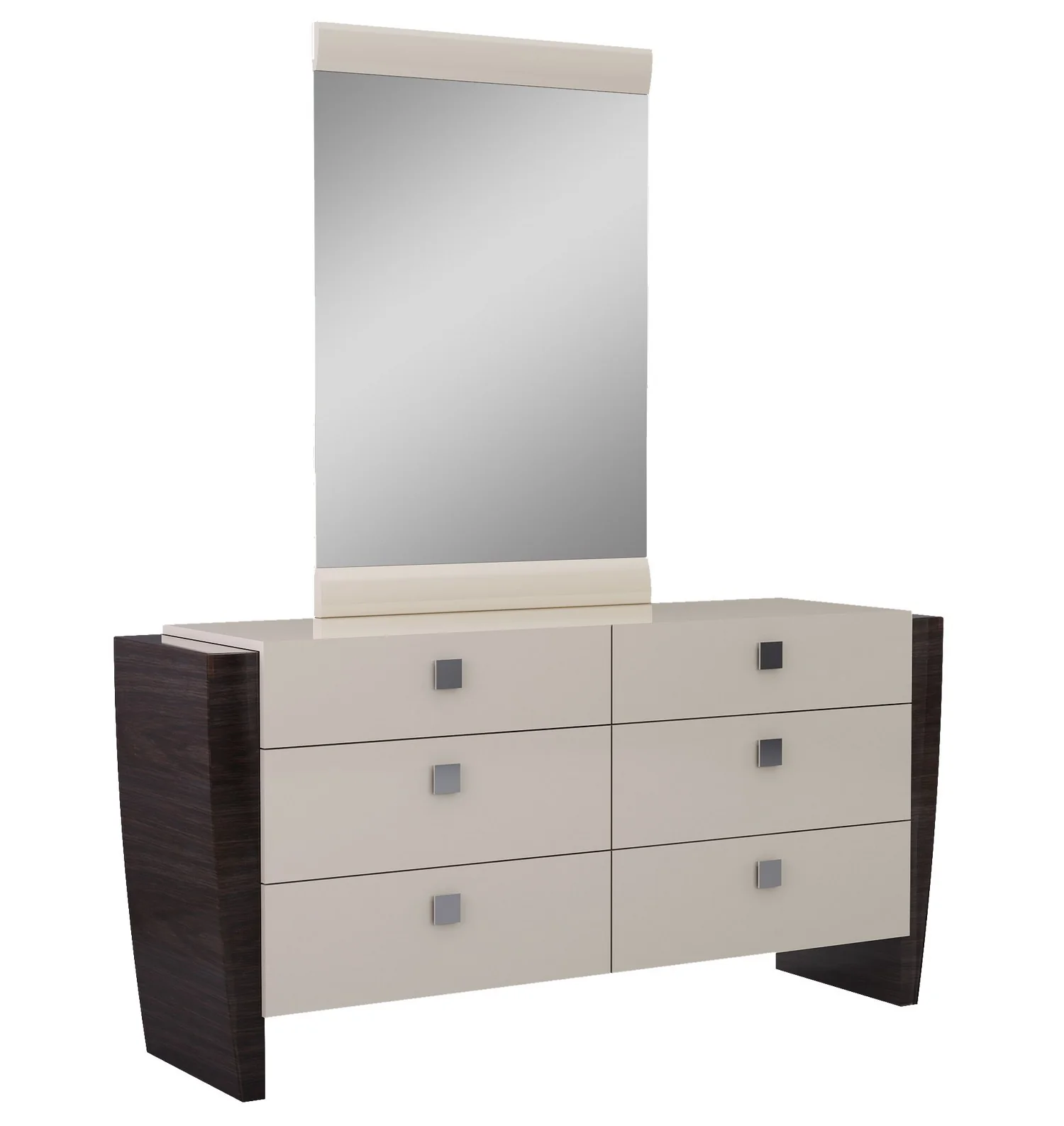 4Pc California King Modern Beige High Gloss Bedroom Set By Homeroots - Image 4