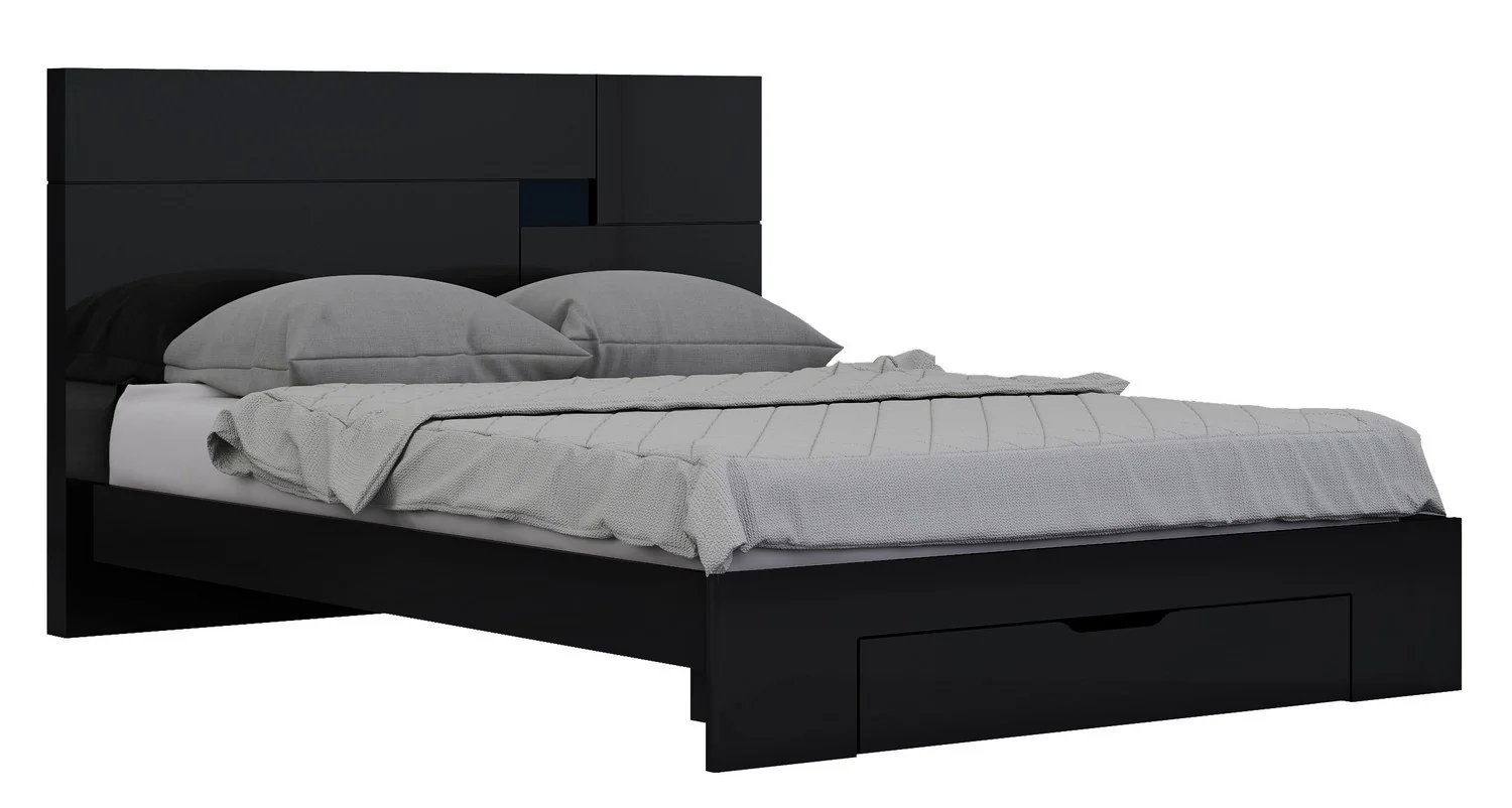 4Pc California King Modern Black High Gloss Bedroom Set By Homeroots - Image 2