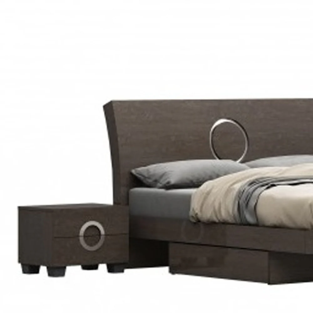4Pc California King Modern Gray High Gloss Bedroom Set By Homeroots - Image 3