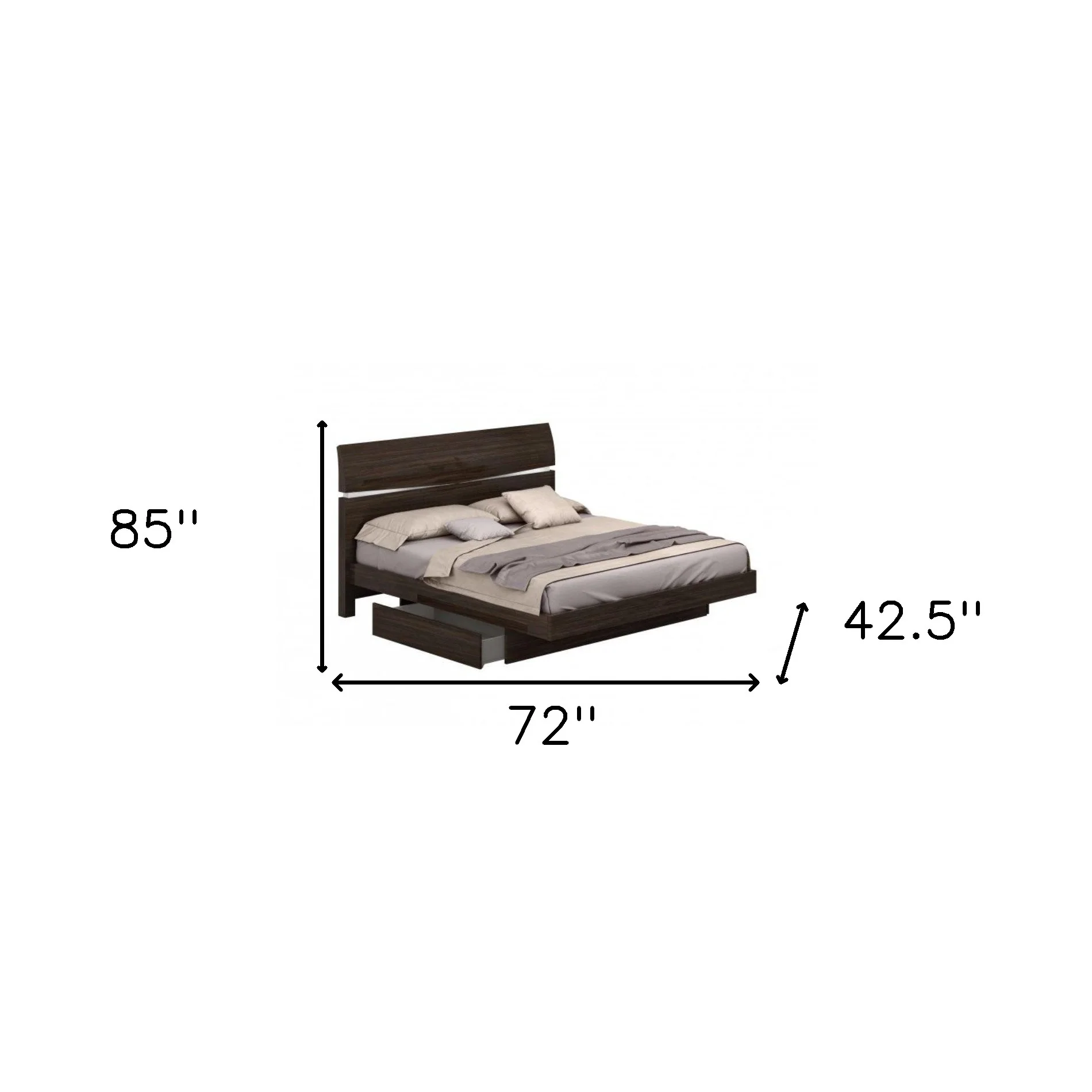 4Pc California King Modern Wenge High Gloss Bedroom Set By Homeroots - 343926 - Image 3