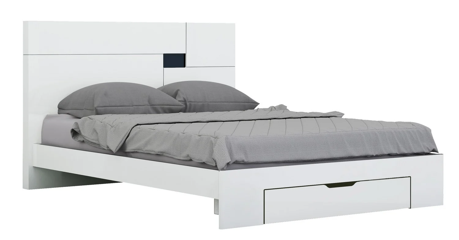 4Pc California King Modern White High Gloss Bedrooom Set By Homeroots - Image 2