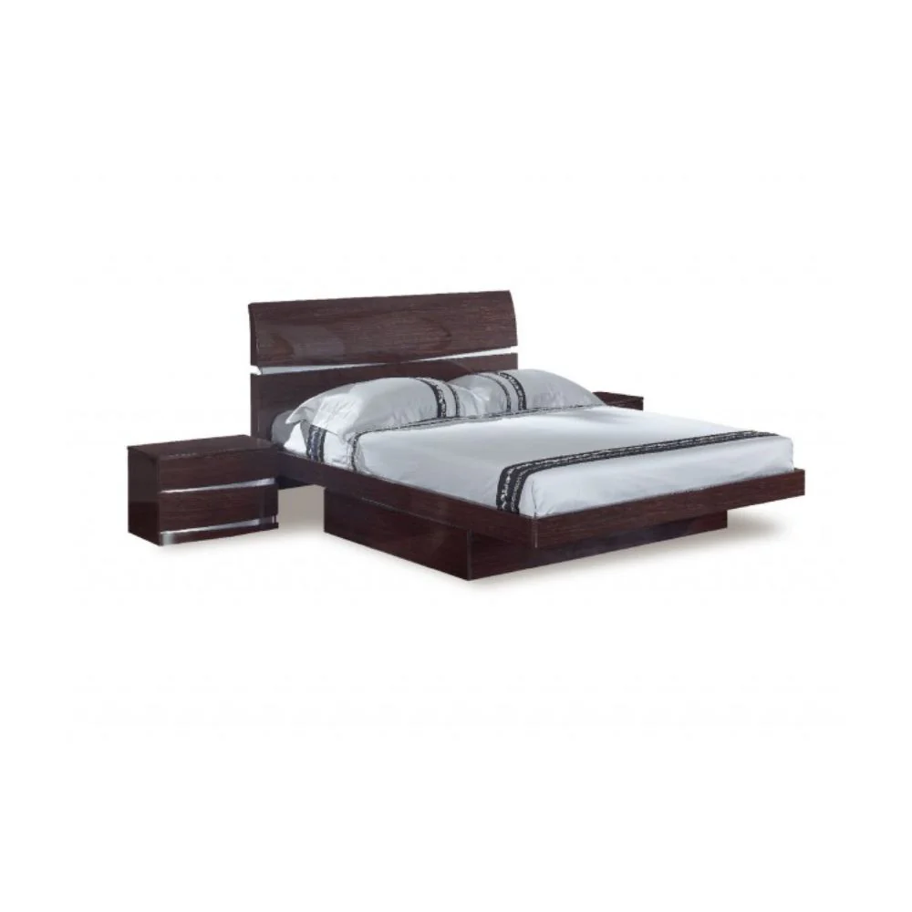 4Pc Eastern King Modern Wenge High Gloss Wenge Bedroom Set By Homeroots - Image 2