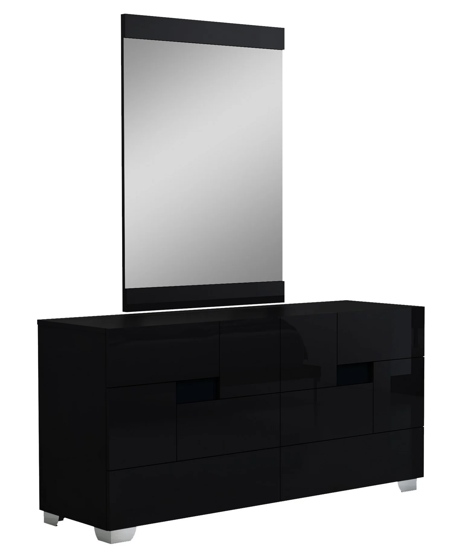 4Pc Queen Modern Black High Gloss Bedroom Set By Homeroots - Image 4