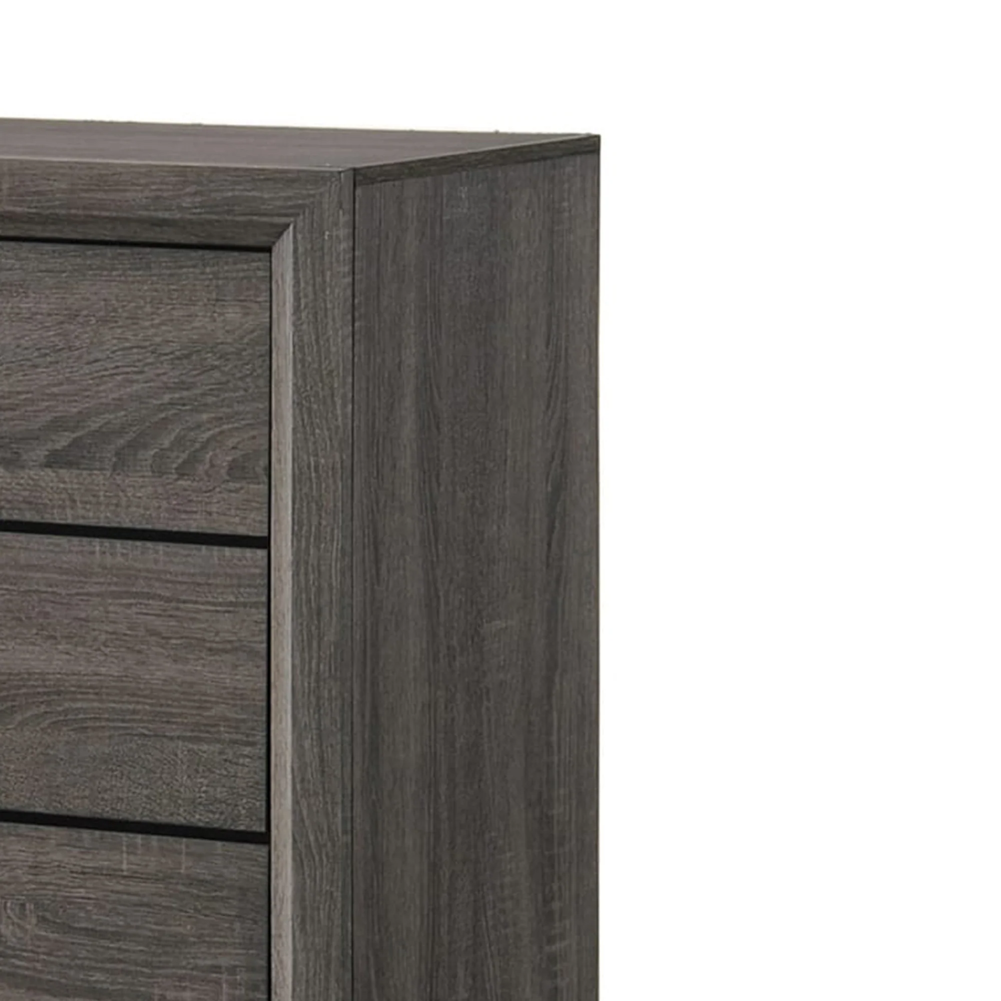 5 Drawer Transitional Chest With Chamfered Feet And Curved Handles, Gray By Benzara - Image 2