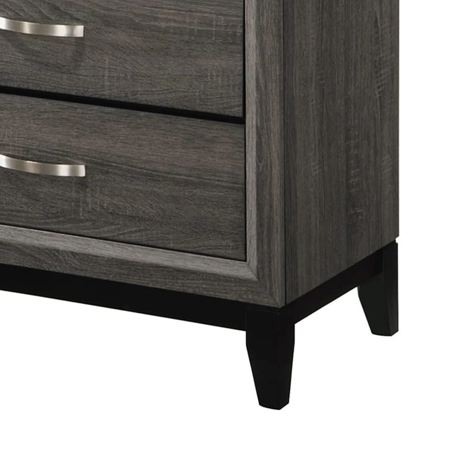 5 Drawer Transitional Chest With Chamfered Feet And Curved Handles, Gray By Benzara - Image 4