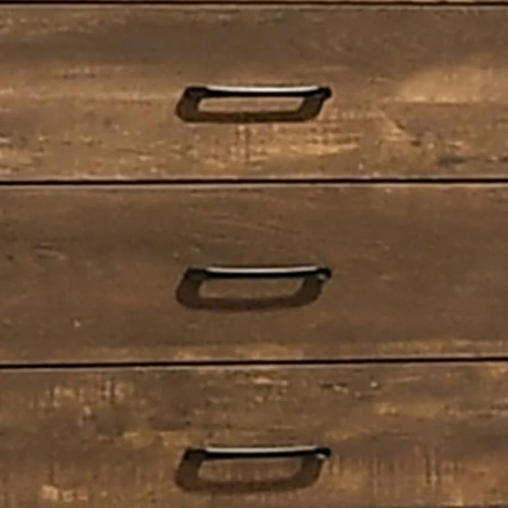 5 Drawer Wooden Chest With Grain Details Walnut Brown By Benzara - Image 4