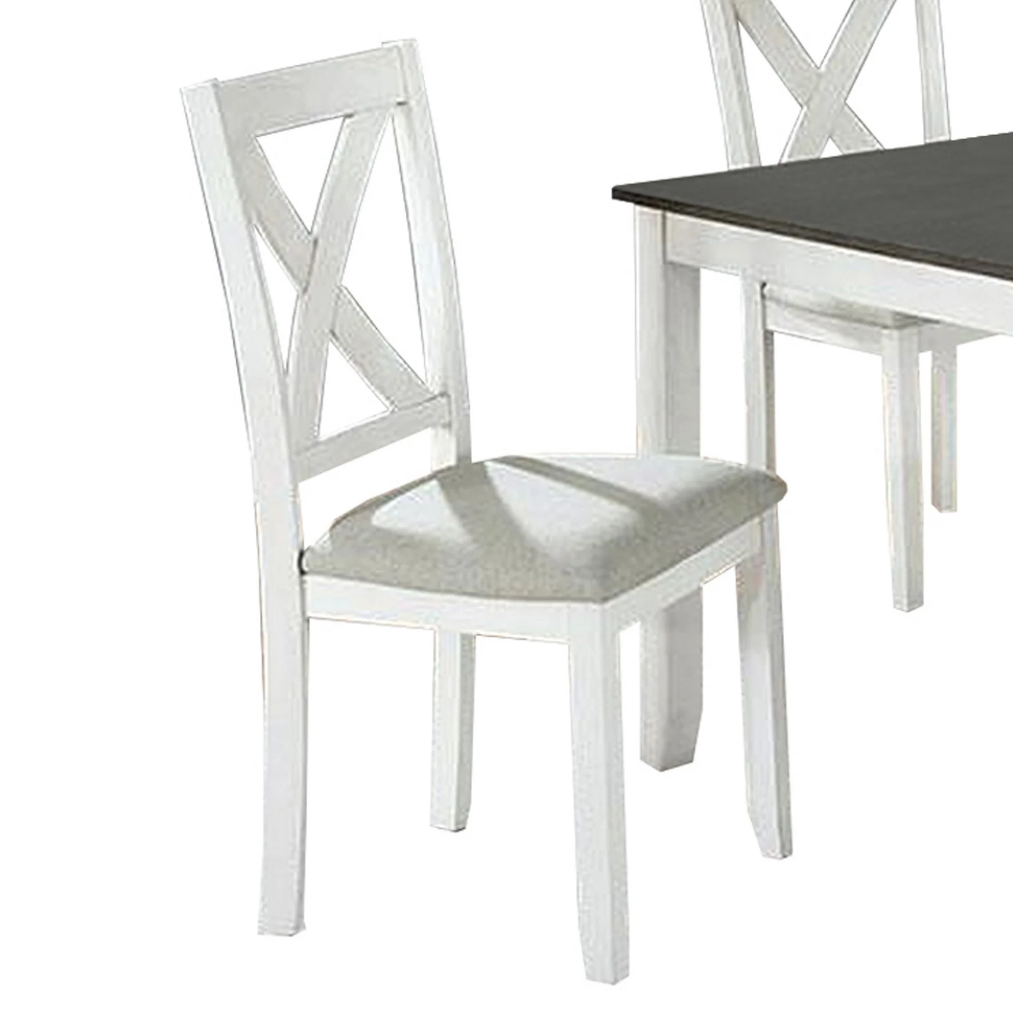 5 Piece Dining Table Set With Padded Seat And X Back White By Benzara - Image 2