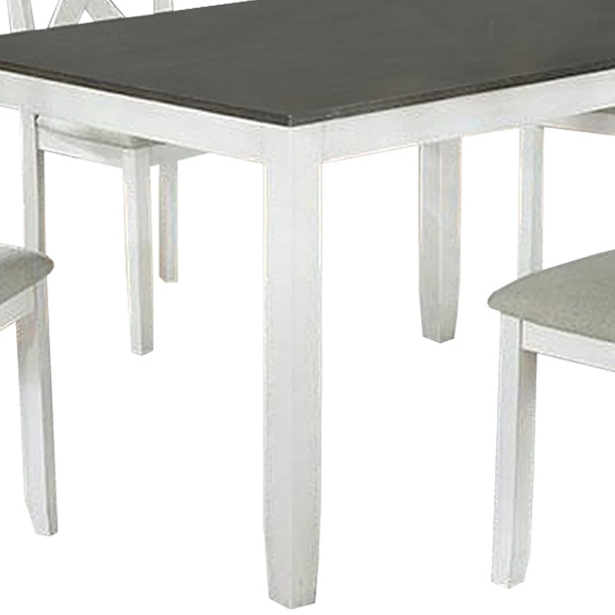 5 Piece Dining Table Set With Padded Seat And X Back White By Benzara - Image 3