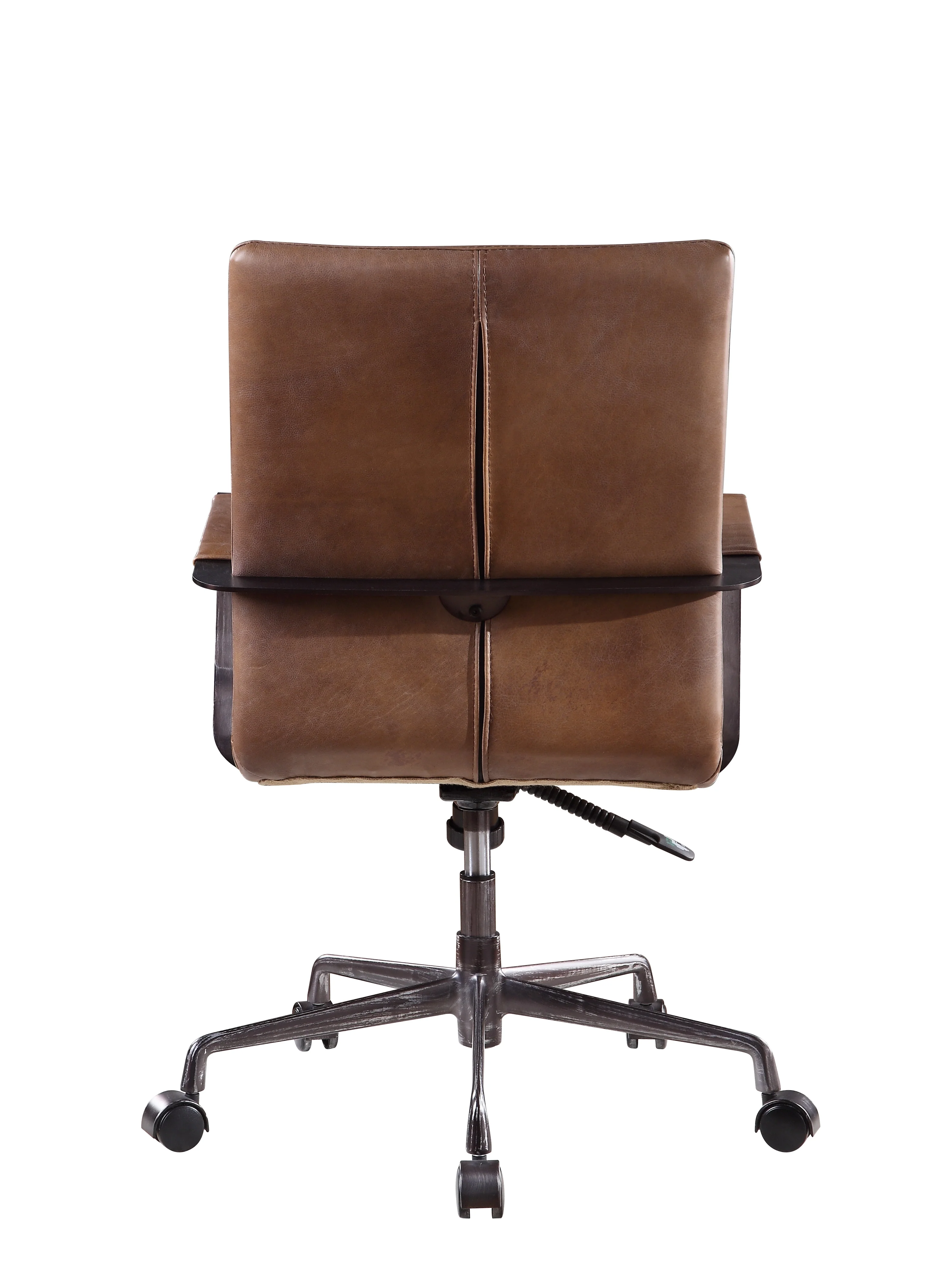 5 Star Base Faux Leather Upholstered Wooden Office Chair , Brown By Benzara - Image 5