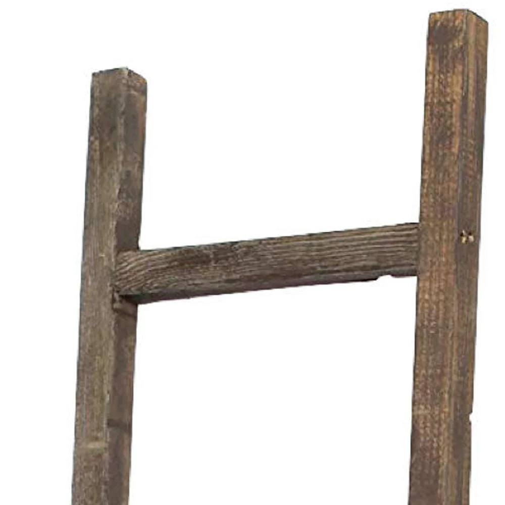 5 Step Rustic Espresso Gray Wood Ladder Shelf By Homeroots - Image 2