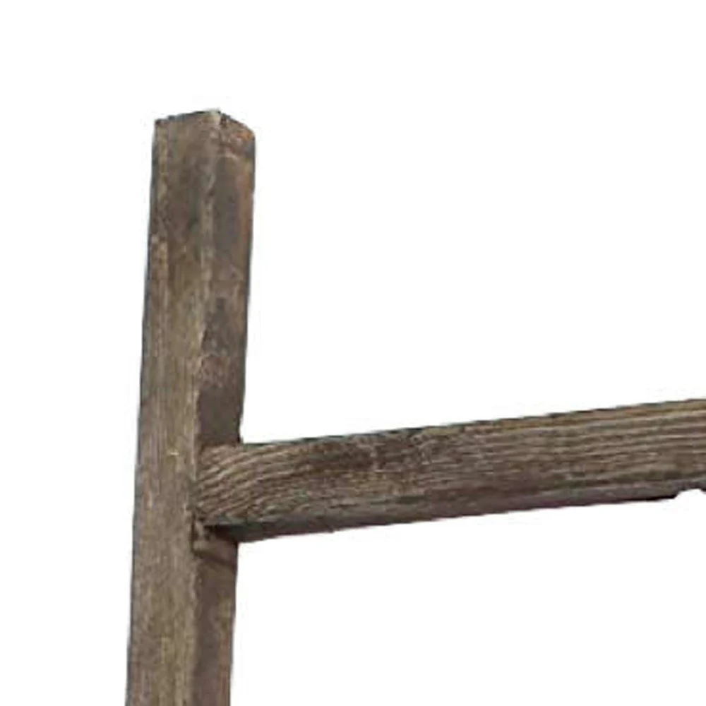 5 Step Rustic Espresso Gray Wood Ladder Shelf By Homeroots - Image 4