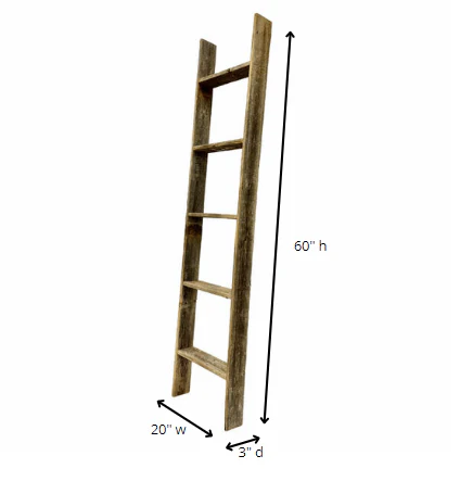 5 Step Rustic Weathered Grey Wood Ladder Shelf By Homeroots - Image 7
