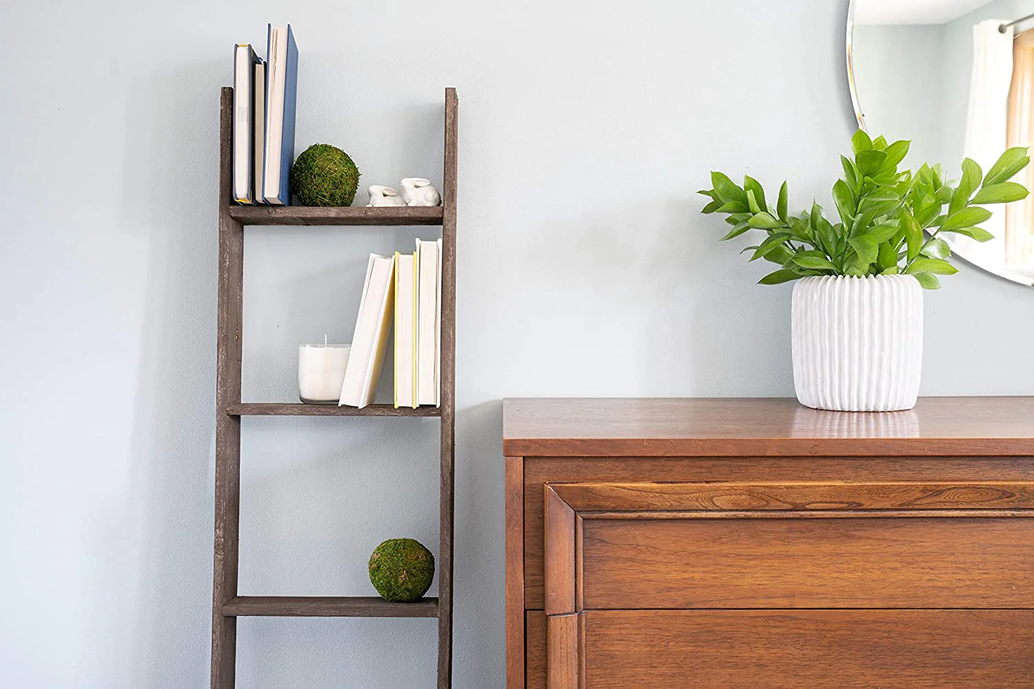 5 Step Rustic Wood Ladder Shelf By Homeroots - Image 5