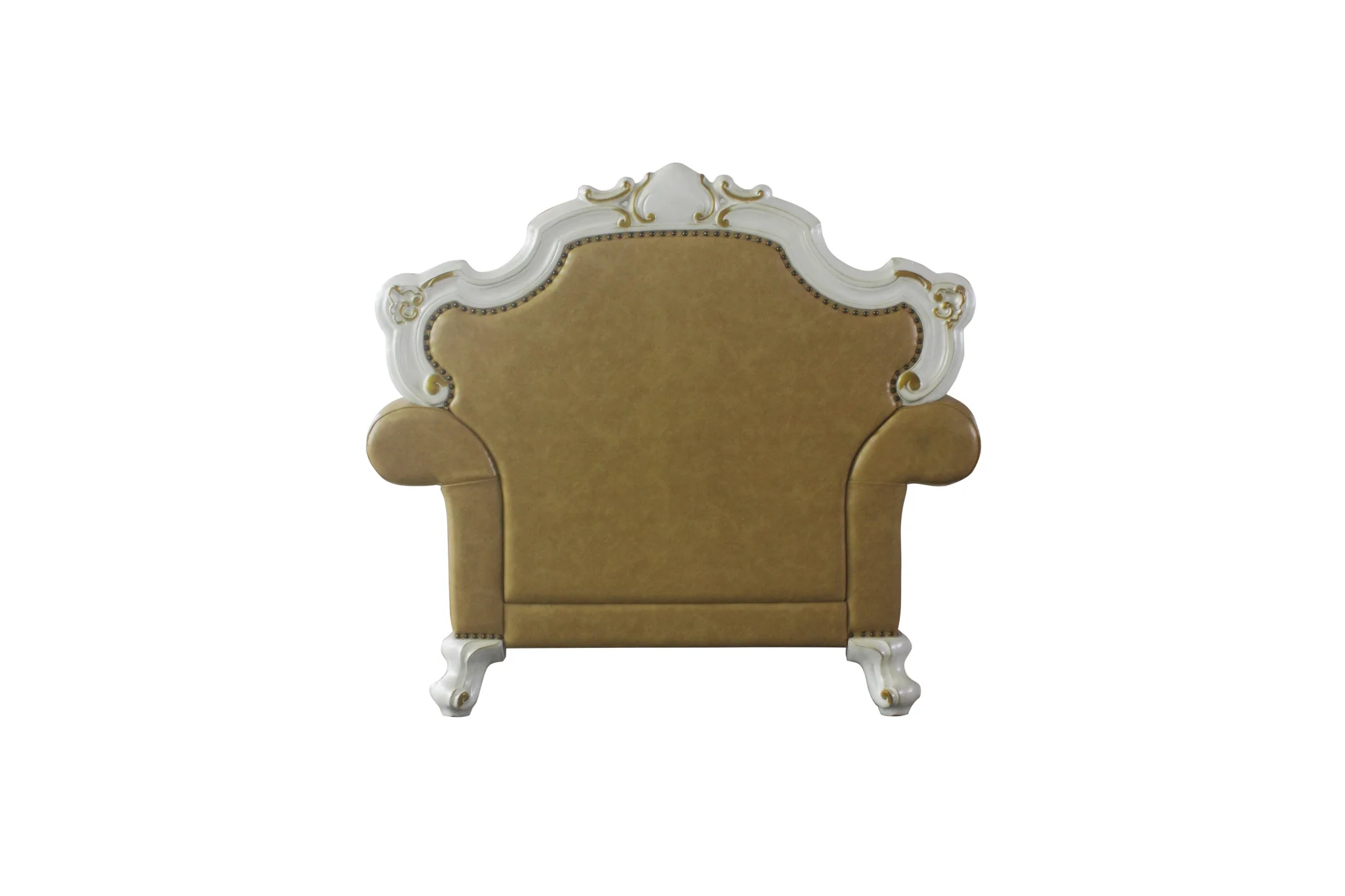 50" Beige and Pearl Faux Leather Tufted Arm Chair By Homeroots - Image 4