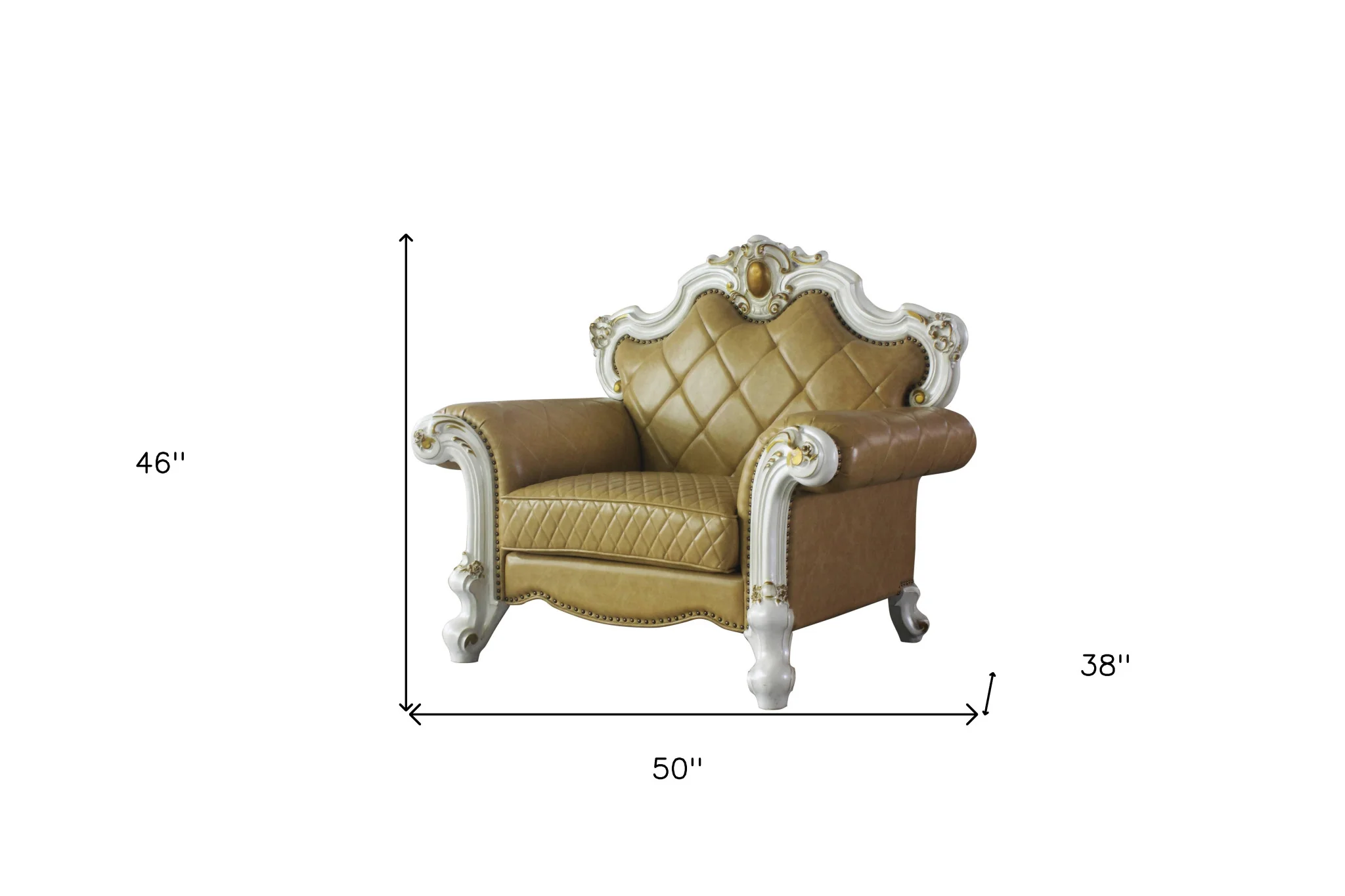 50" Beige and Pearl Faux Leather Tufted Arm Chair By Homeroots - Image 6