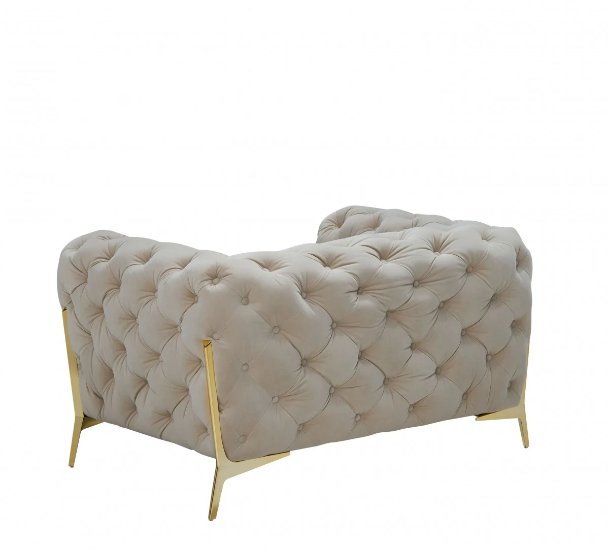 50" Beige Tufted Velvet And Gold Solid Color Lounge Chair By Homeroots - Image 5