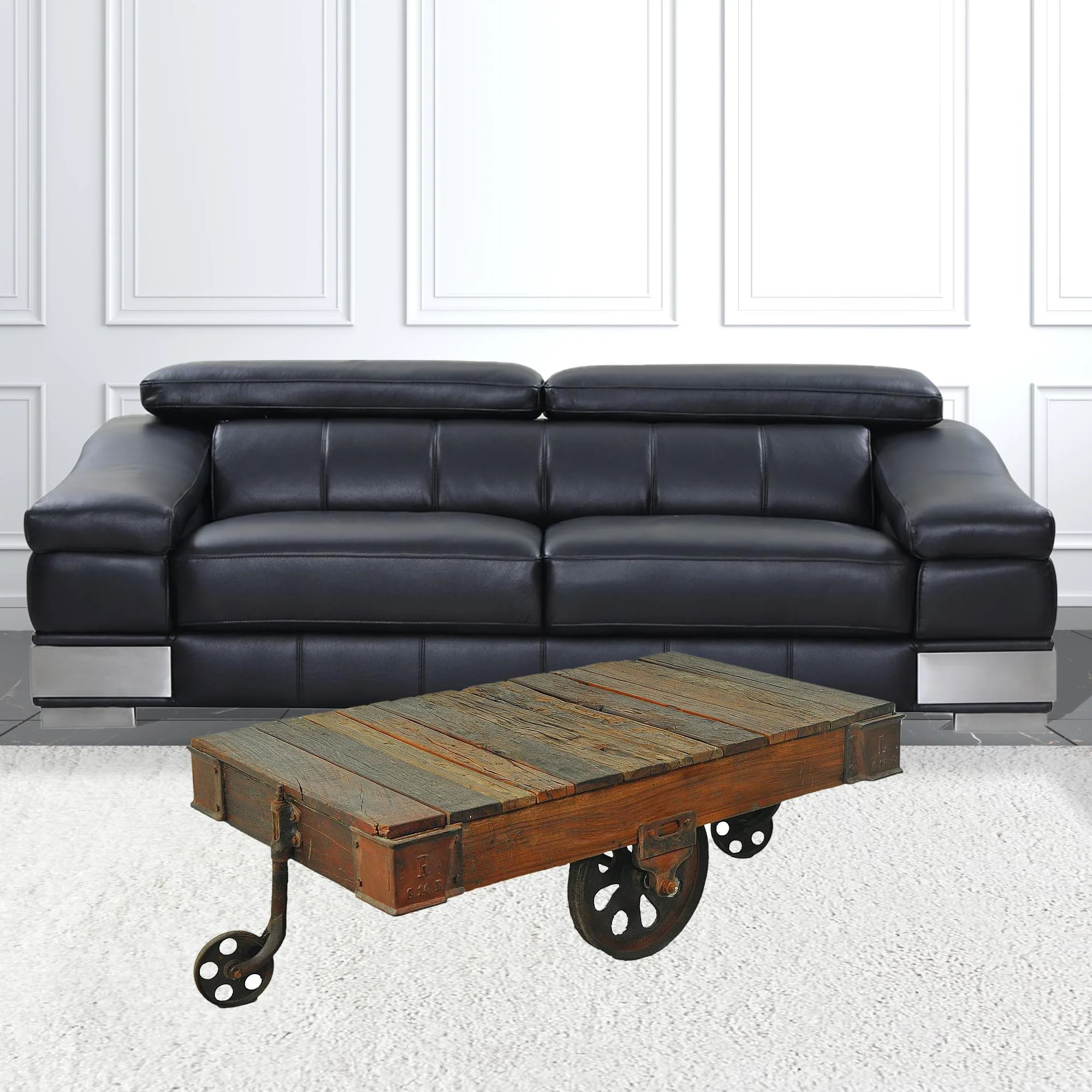 50" Black And Brown Solid Wood Rectangular Distressed Coffee Table By Homeroots - Image 2