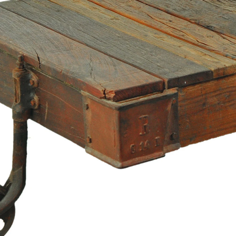 50" Black And Brown Solid Wood Rectangular Distressed Coffee Table By Homeroots - Image 3