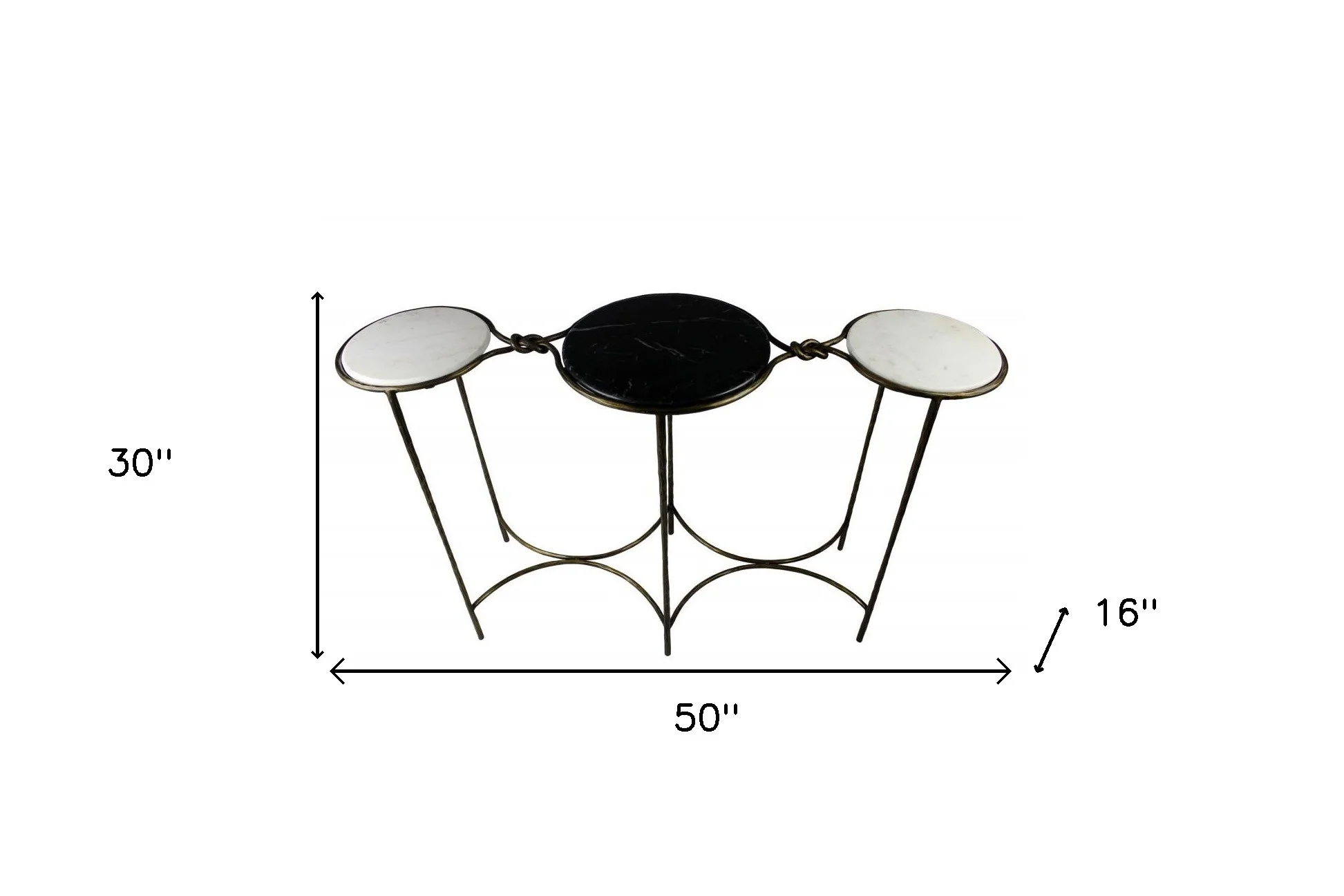 50" Black and White and Gold Genuine Marble Free Form Frame Console Table By Homeroots - Image 6