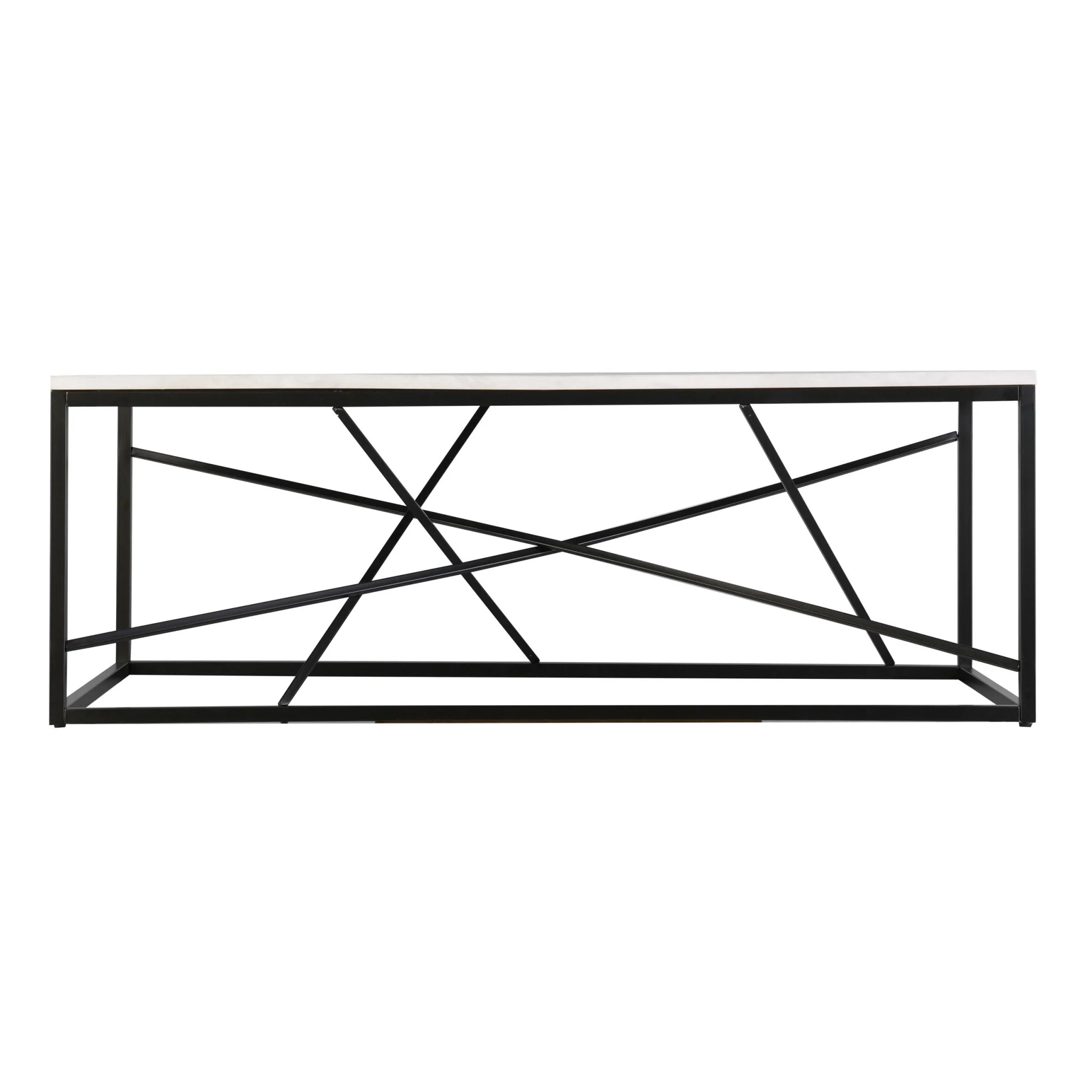 50" Black And White Faux Marble and Metal Geo Rectangular Coffee Table By Homeroots - Image 2