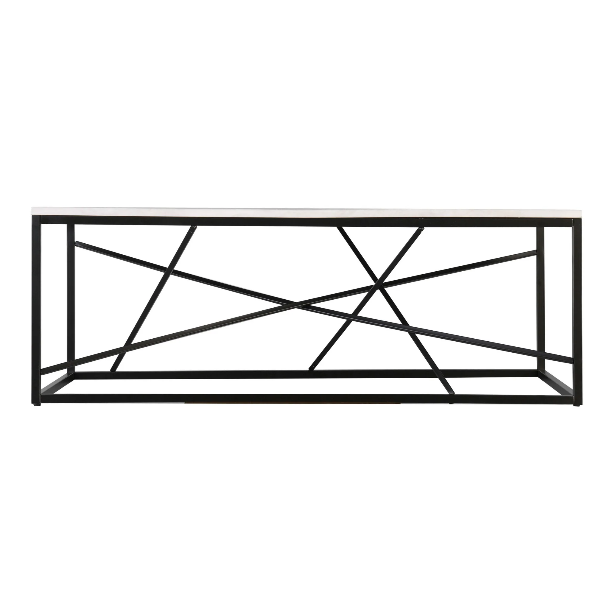 50" Black And White Faux Marble and Metal Geo Rectangular Coffee Table By Homeroots - Image 4
