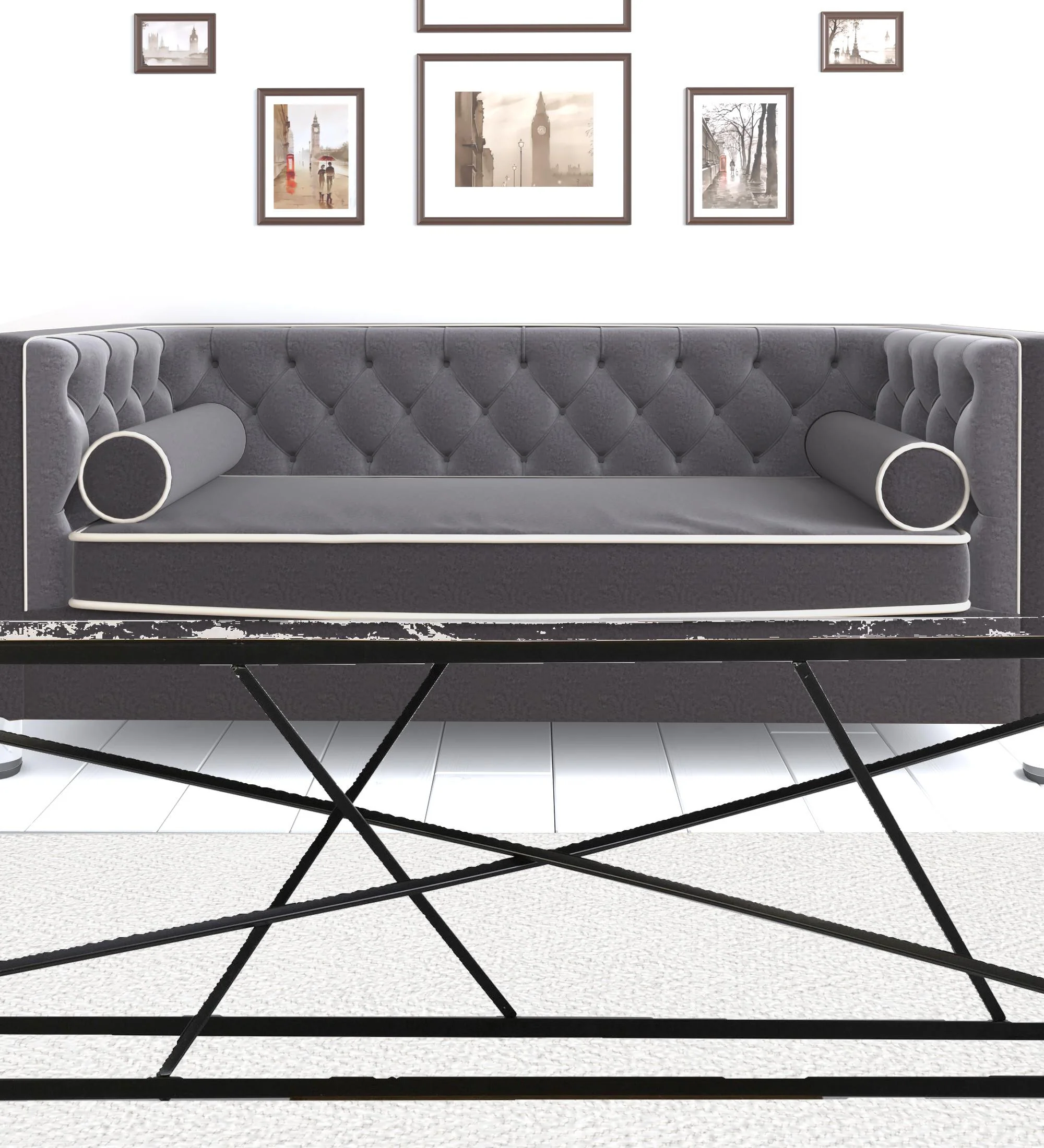 50" Black And White Faux Marble and Metal Geo Rectangular Coffee Table By Homeroots - Image 7