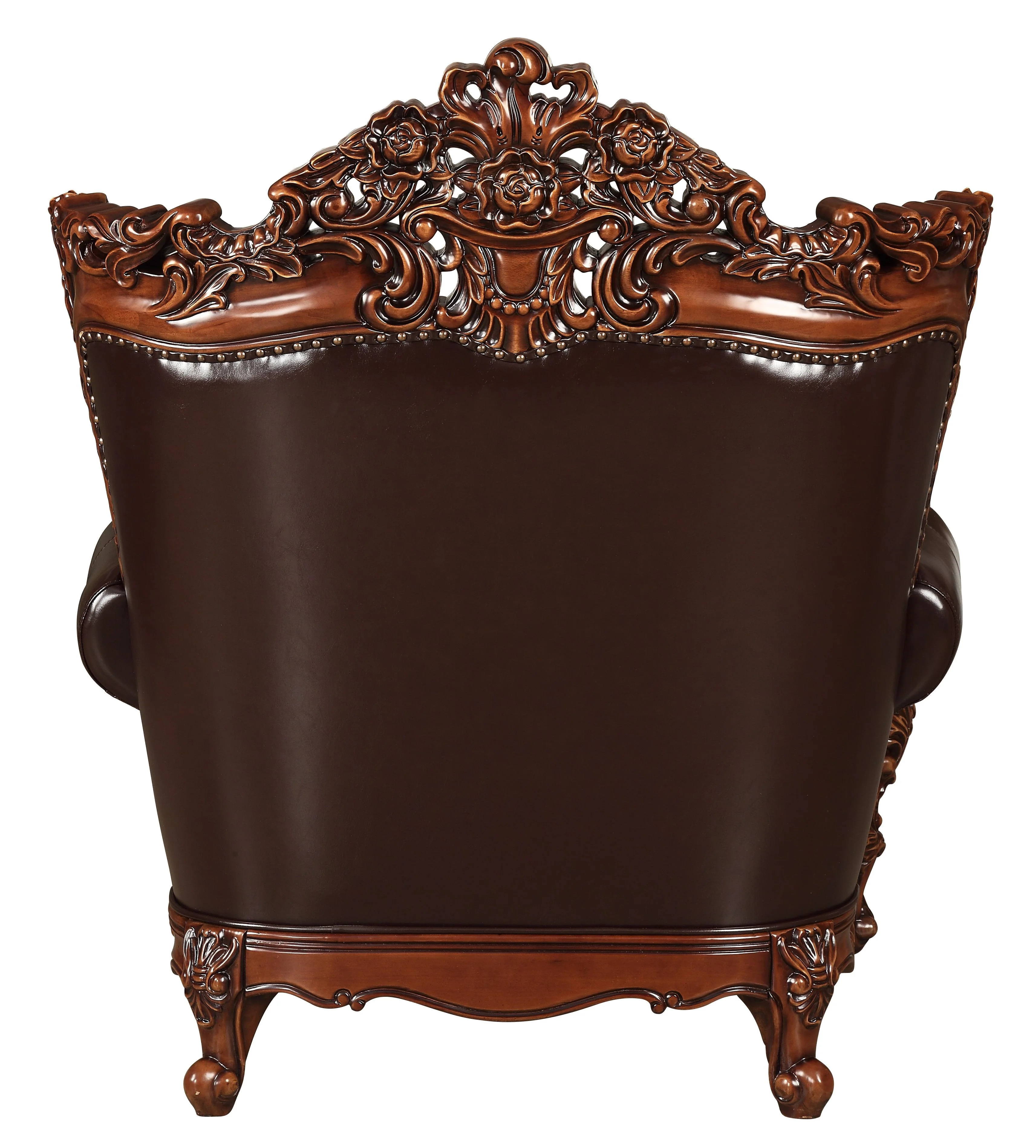 50" Espresso Faux Leather Tufted Wingback Chair By Homeroots - Image 4
