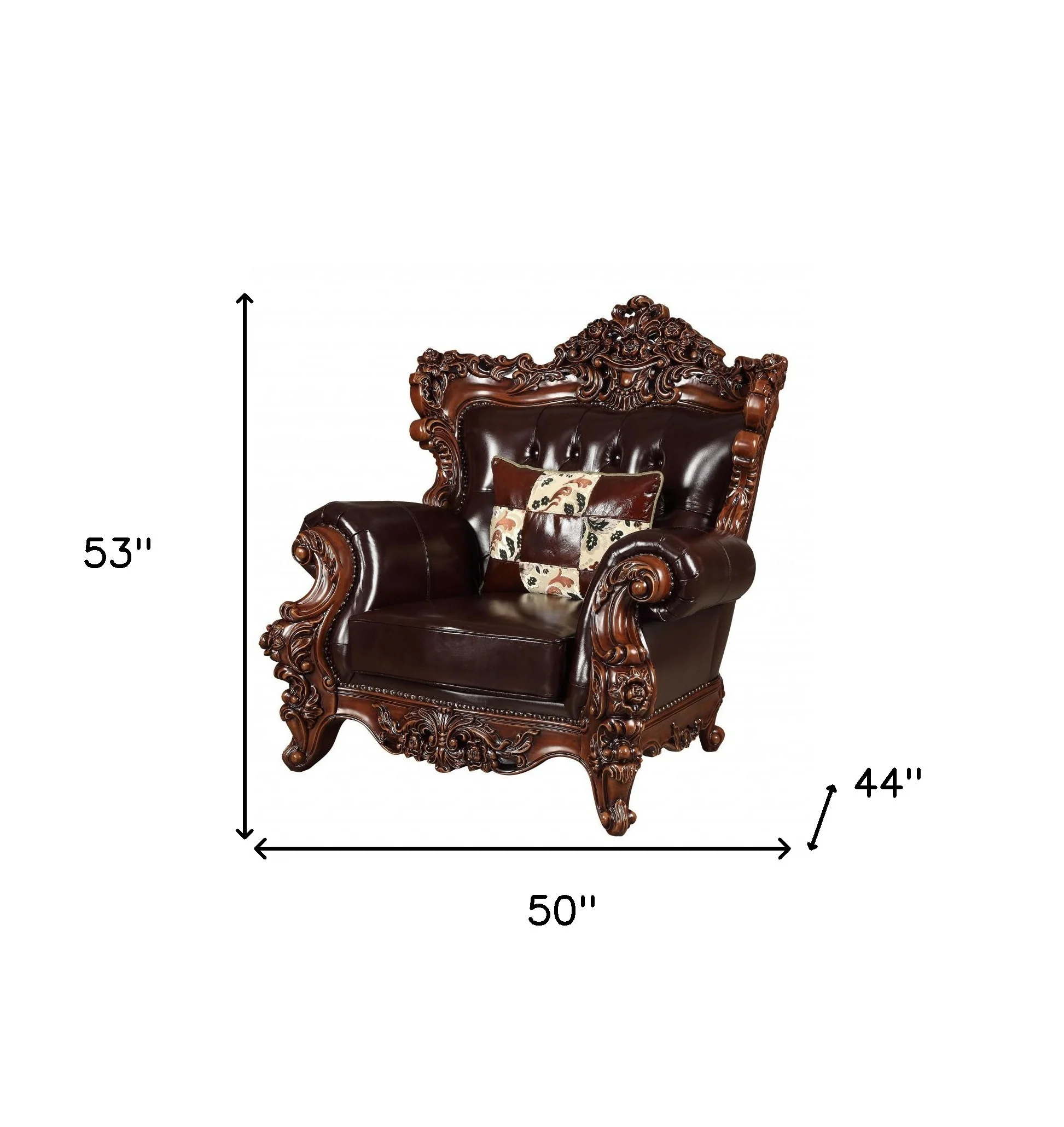 50" Espresso Faux Leather Tufted Wingback Chair By Homeroots - Image 9