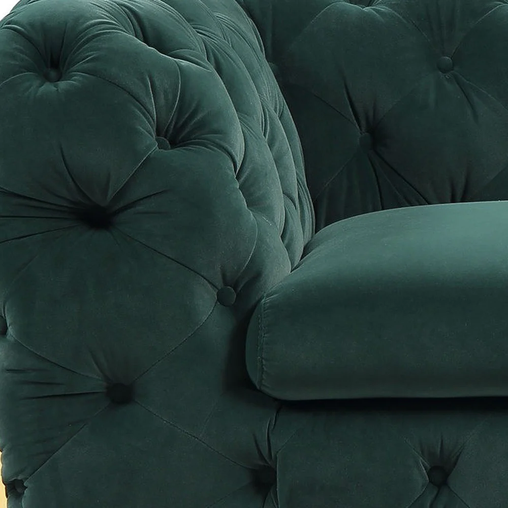50" Green Tufted Velvet And Gold Solid Color Lounge Chair By Homeroots - Image 8